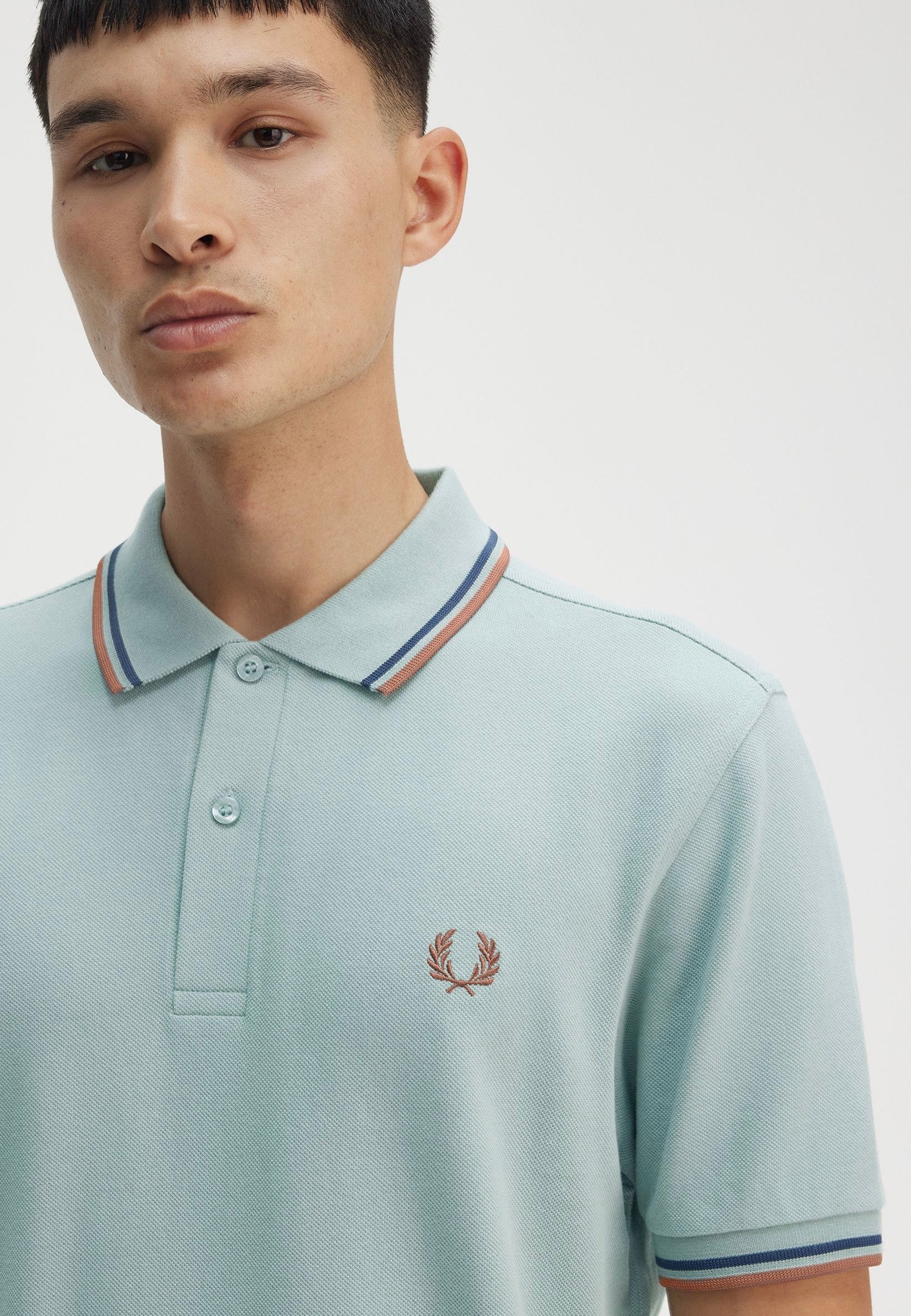 Fred Perry - Twin Tipped Silver Blue/Tennis Blue/Cinnamon - Polo | Men-Image