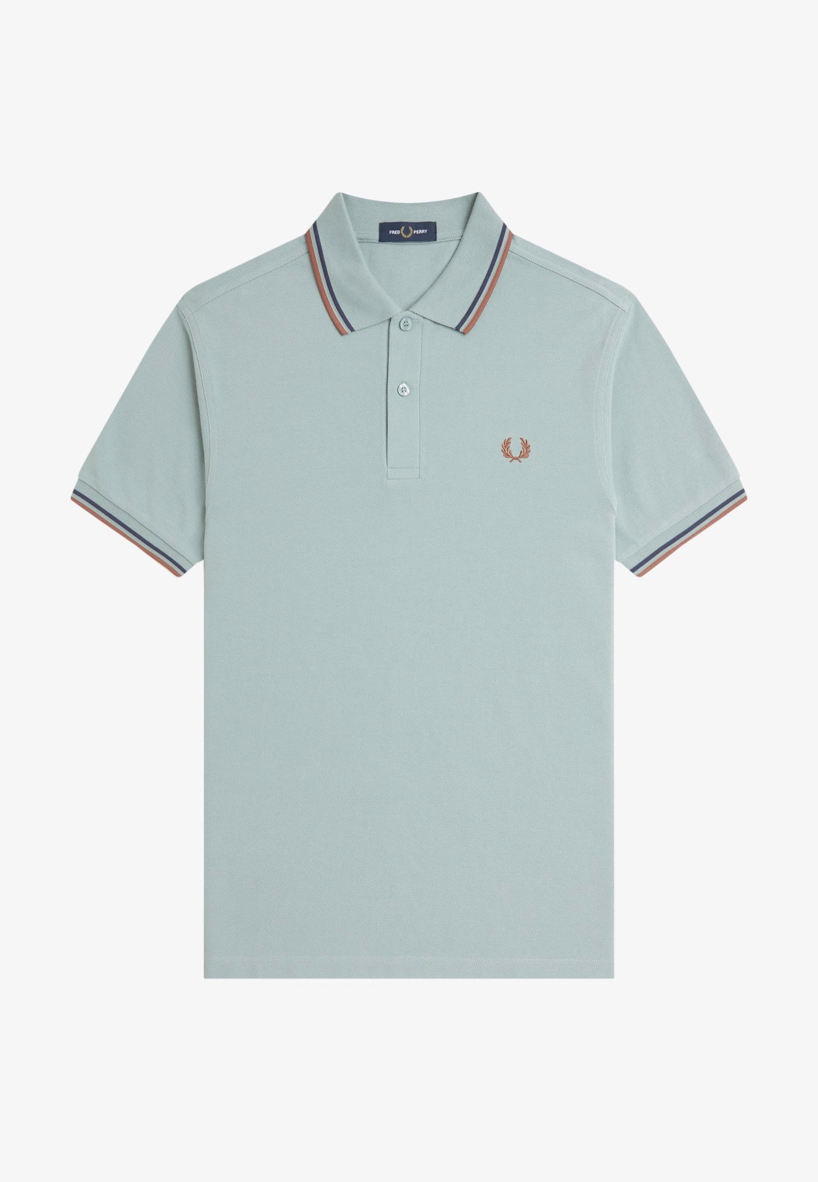 Fred Perry - Twin Tipped Silver Blue/Tennis Blue/Cinnamon - Polo | Men-Image