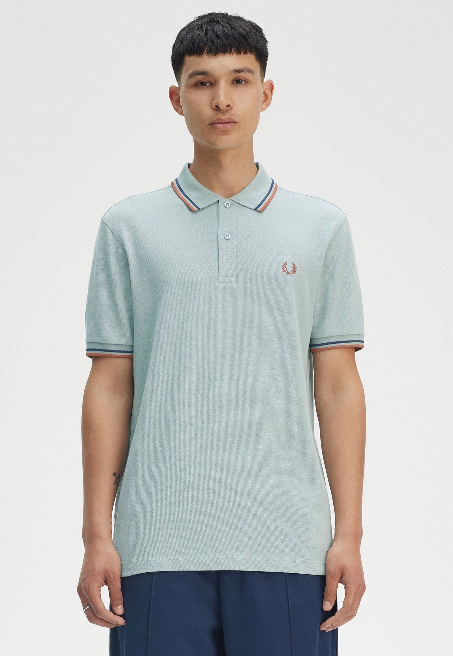 Fred Perry - Twin Tipped Silver Blue/Tennis Blue/Cinnamon - Polo | Men-Image
