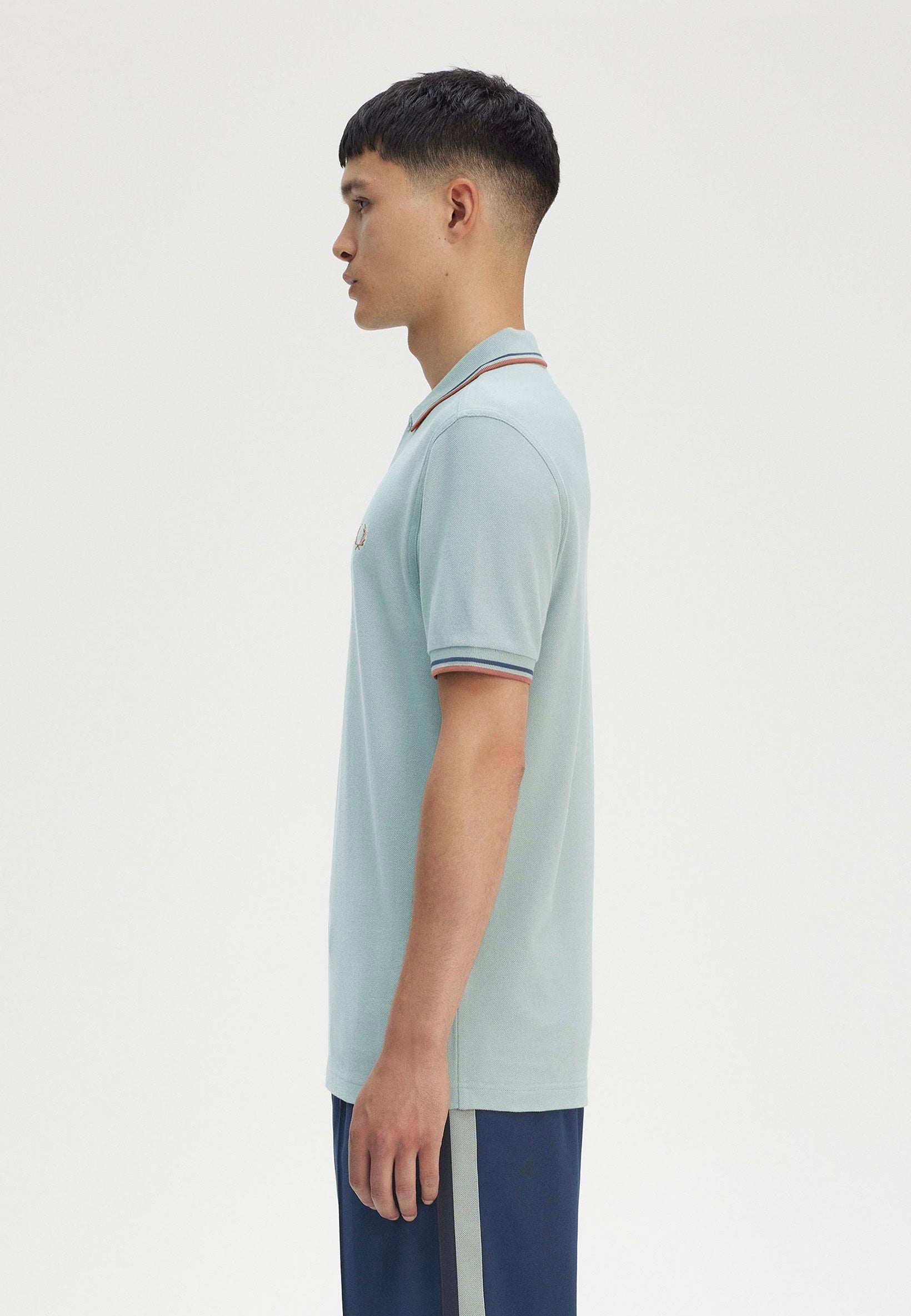 Fred Perry - Twin Tipped Silver Blue/Tennis Blue/Cinnamon - Polo | Men-Image