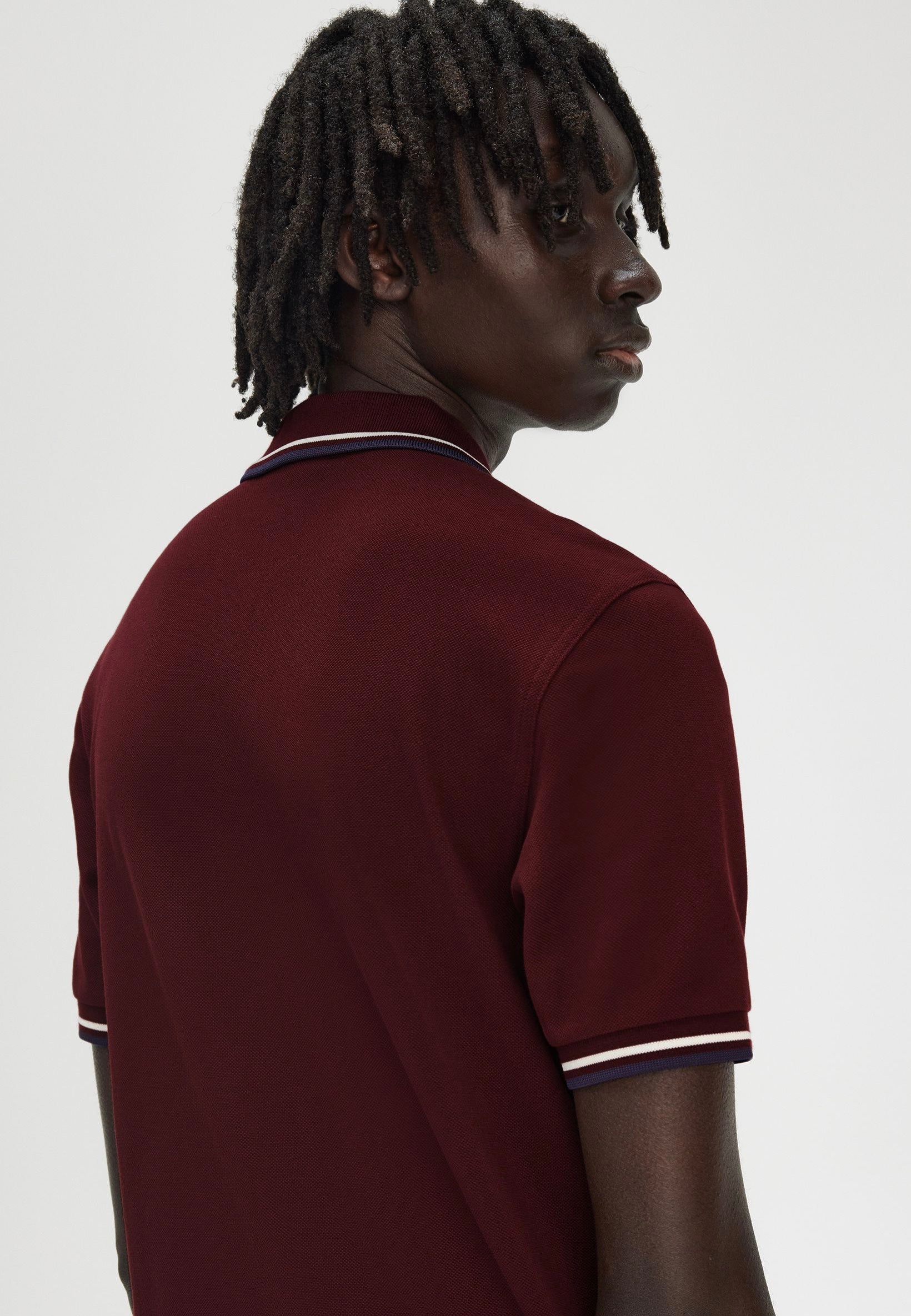 Fred Perry - Twin Tipped Oxblood/Ecru/Tennis Blue - Polo | Men-Image