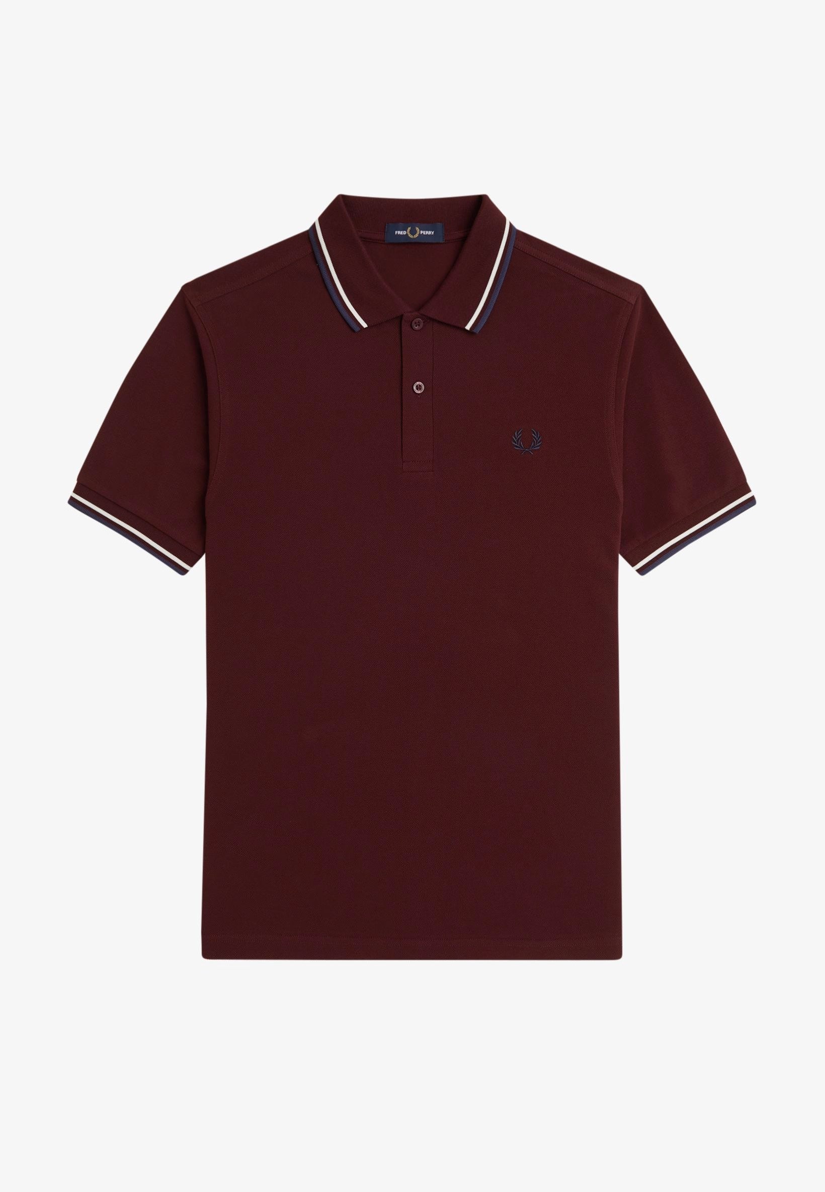 Fred Perry - Twin Tipped Oxblood/Ecru/Tennis Blue - Polo | Men-Image