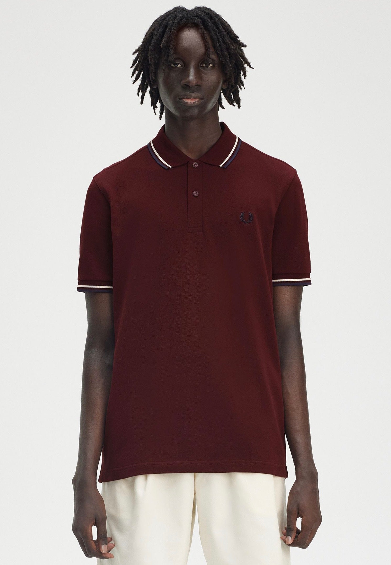 Fred Perry - Twin Tipped Oxblood/Ecru/Tennis Blue - Polo | Men-Image
