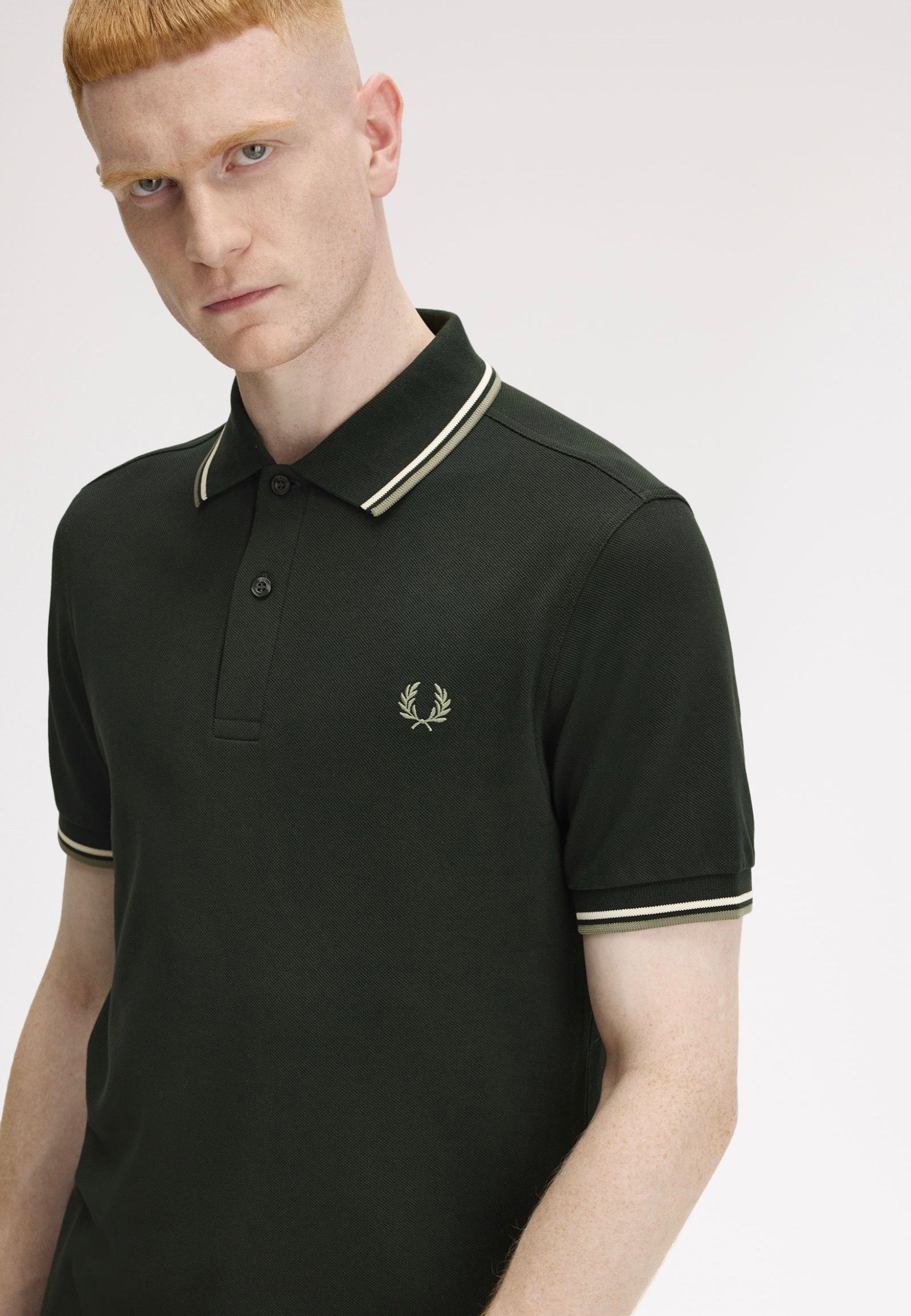 Fred Perry - Twin Tipped Night Green/Light Ecru/Olive Mint - Polo | Men-Image