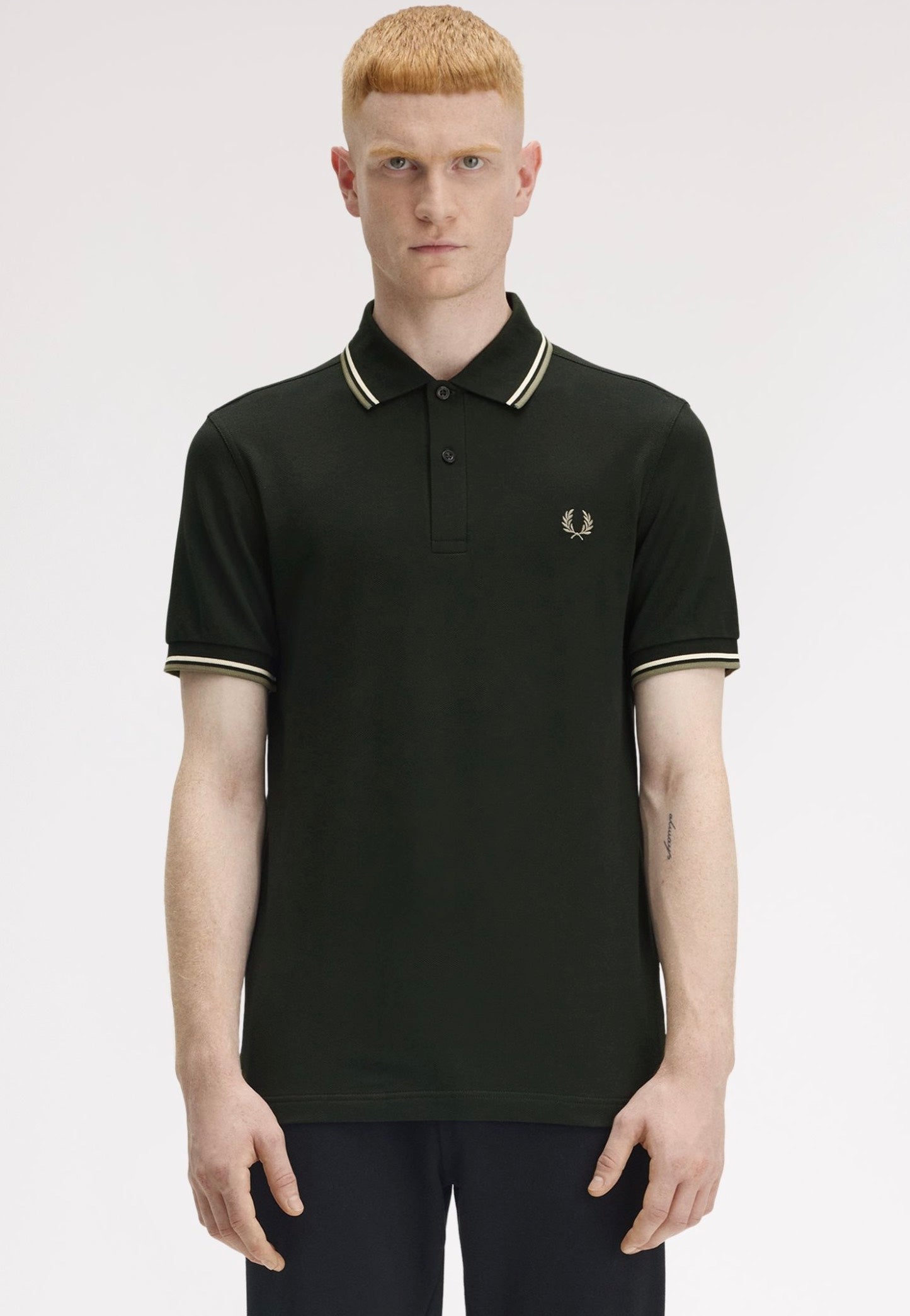 Fred Perry - Twin Tipped Night Green/Light Ecru/Olive Mint - Polo | Men-Image