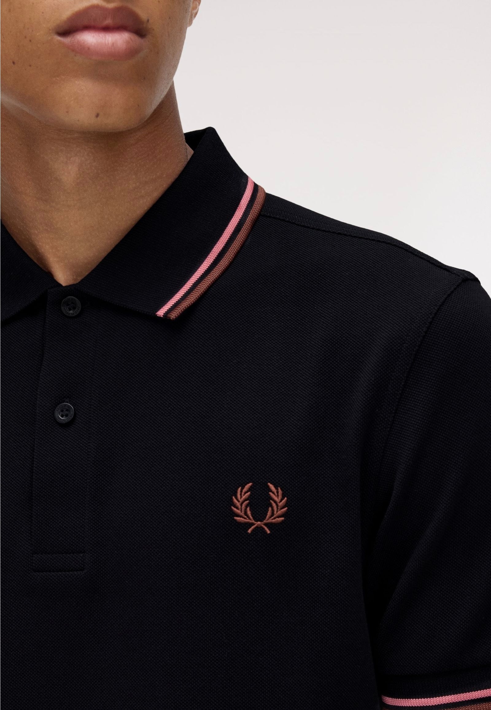 Fred Perry - Twin Tipped Black/Puttypink/Whbrw - Polo | Men-Image