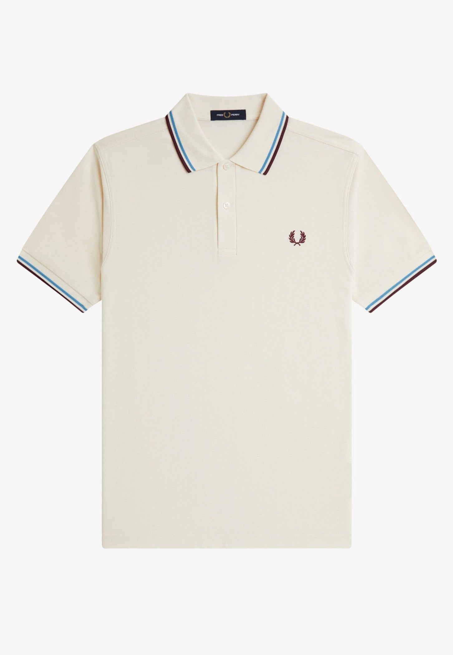 Fred Perry - Twin Tipped Ecru/Court Blue/Oxblood - Polo | Men-Image