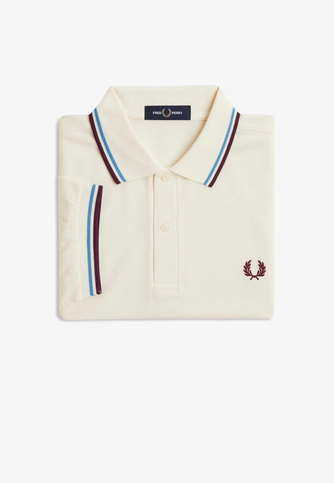 Fred Perry - Twin Tipped Ecru/Court Blue/Oxblood - Polo | Men-Image