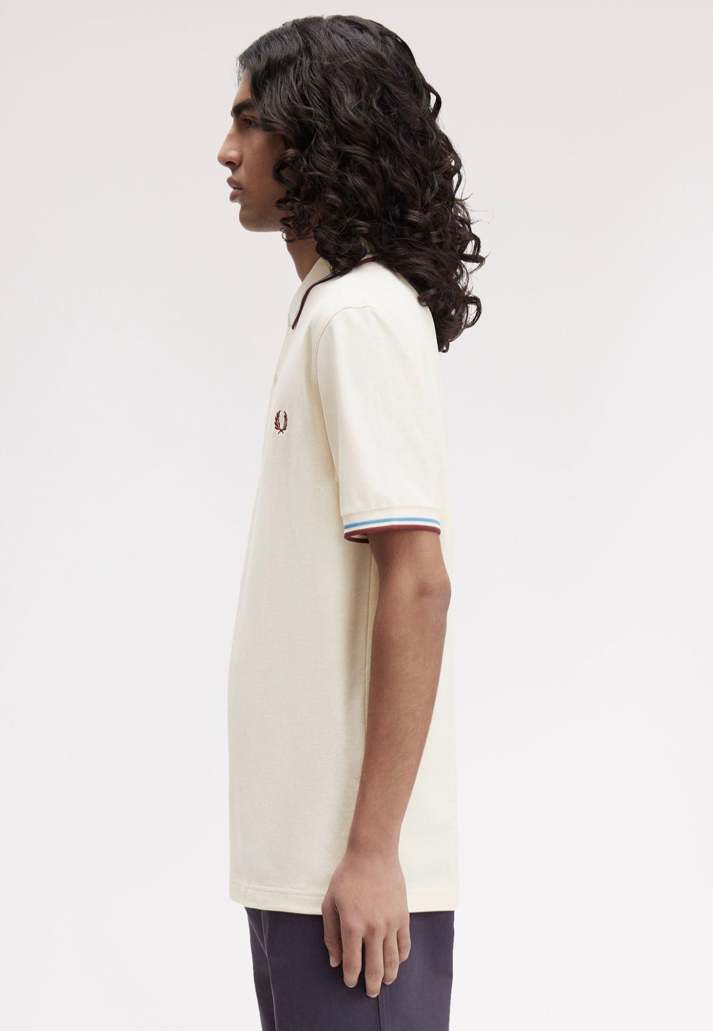 Fred Perry - Twin Tipped Ecru/Court Blue/Oxblood - Polo | Men-Image