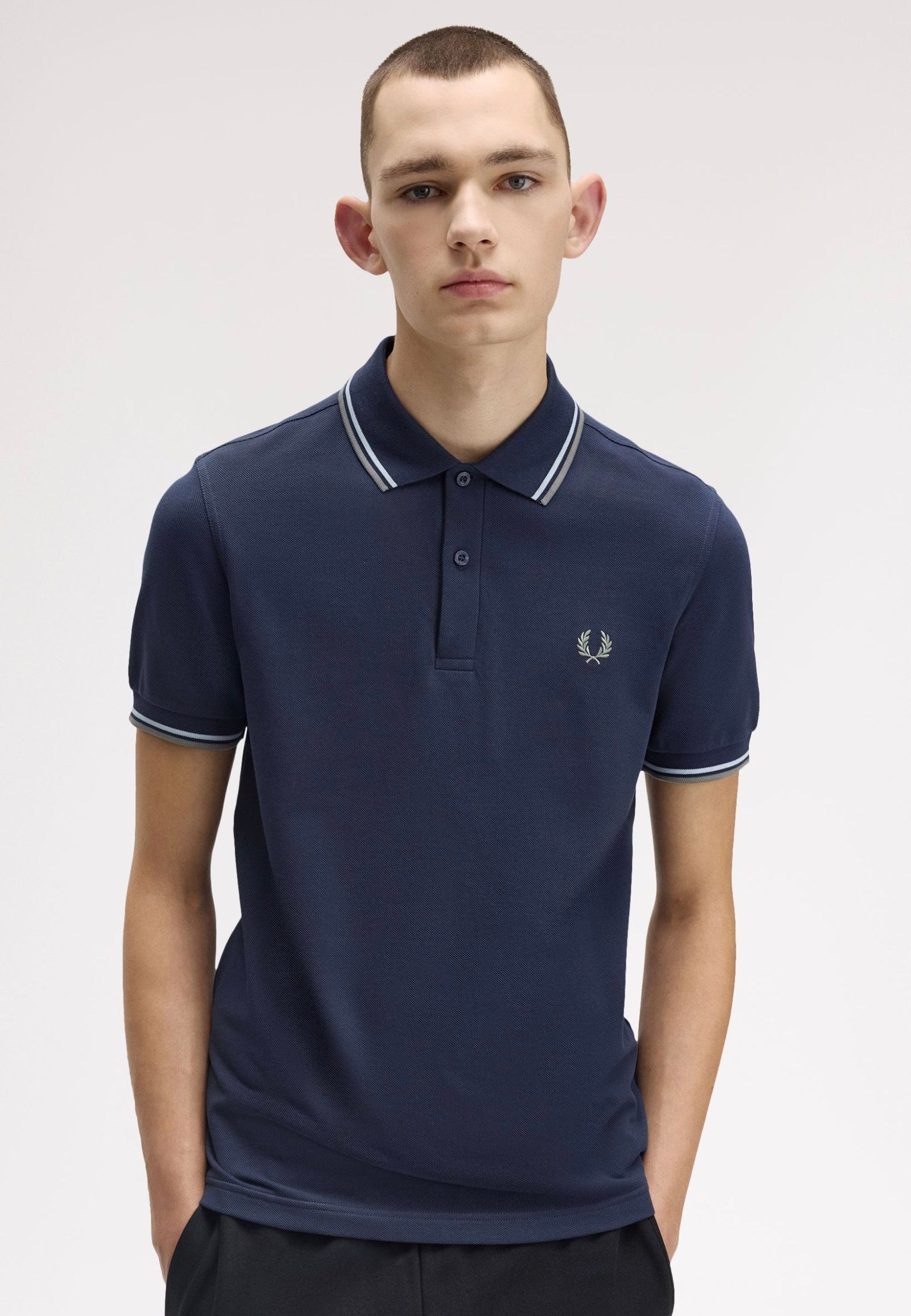 Fred Perry - Twin Tipped Dark Airforce/Light Ice/Bayleaf - Polo | Men-Image