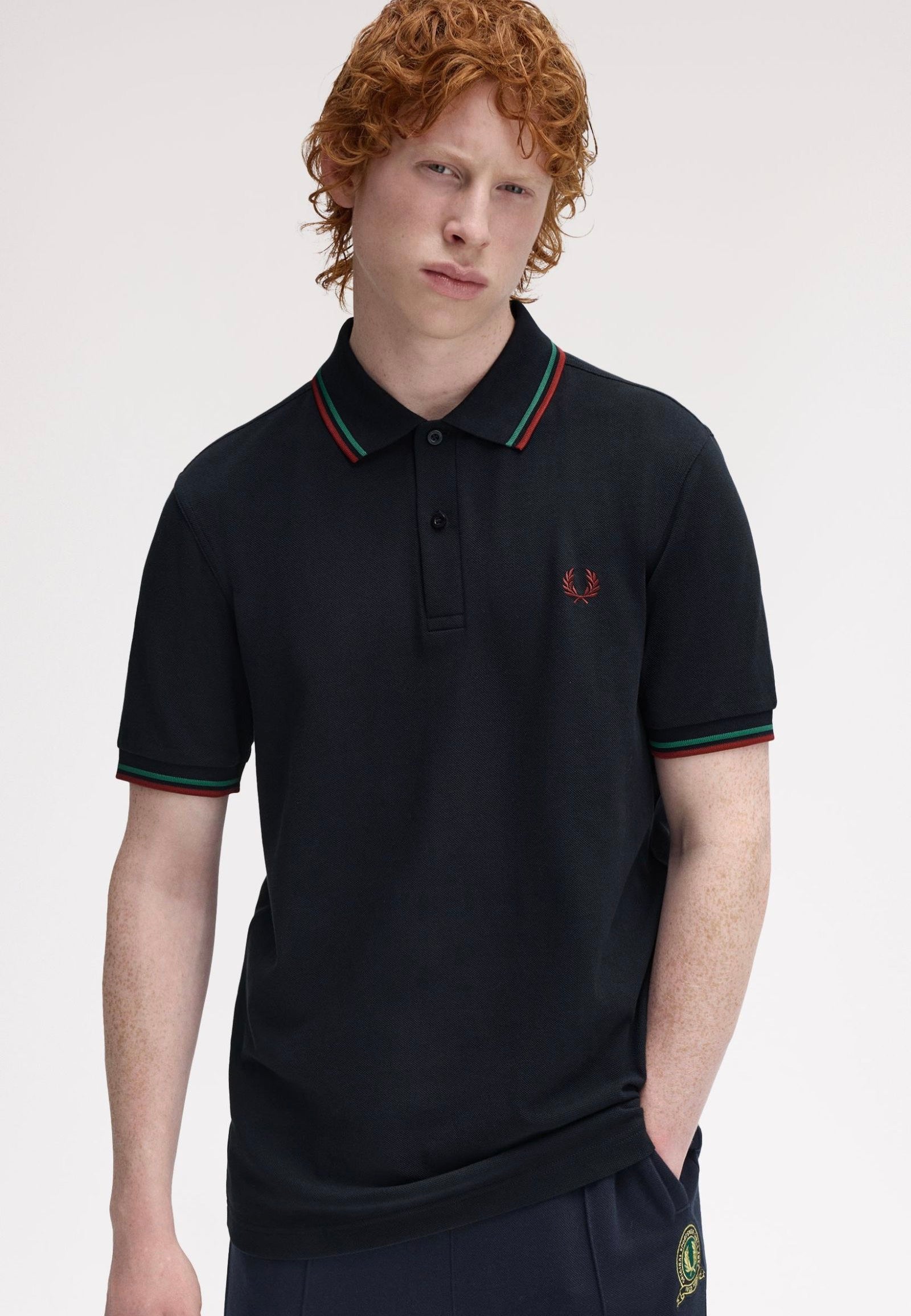 Fred Perry Twin Tipped Navy/Sport Green/Burnt Red - Polo | Impericon