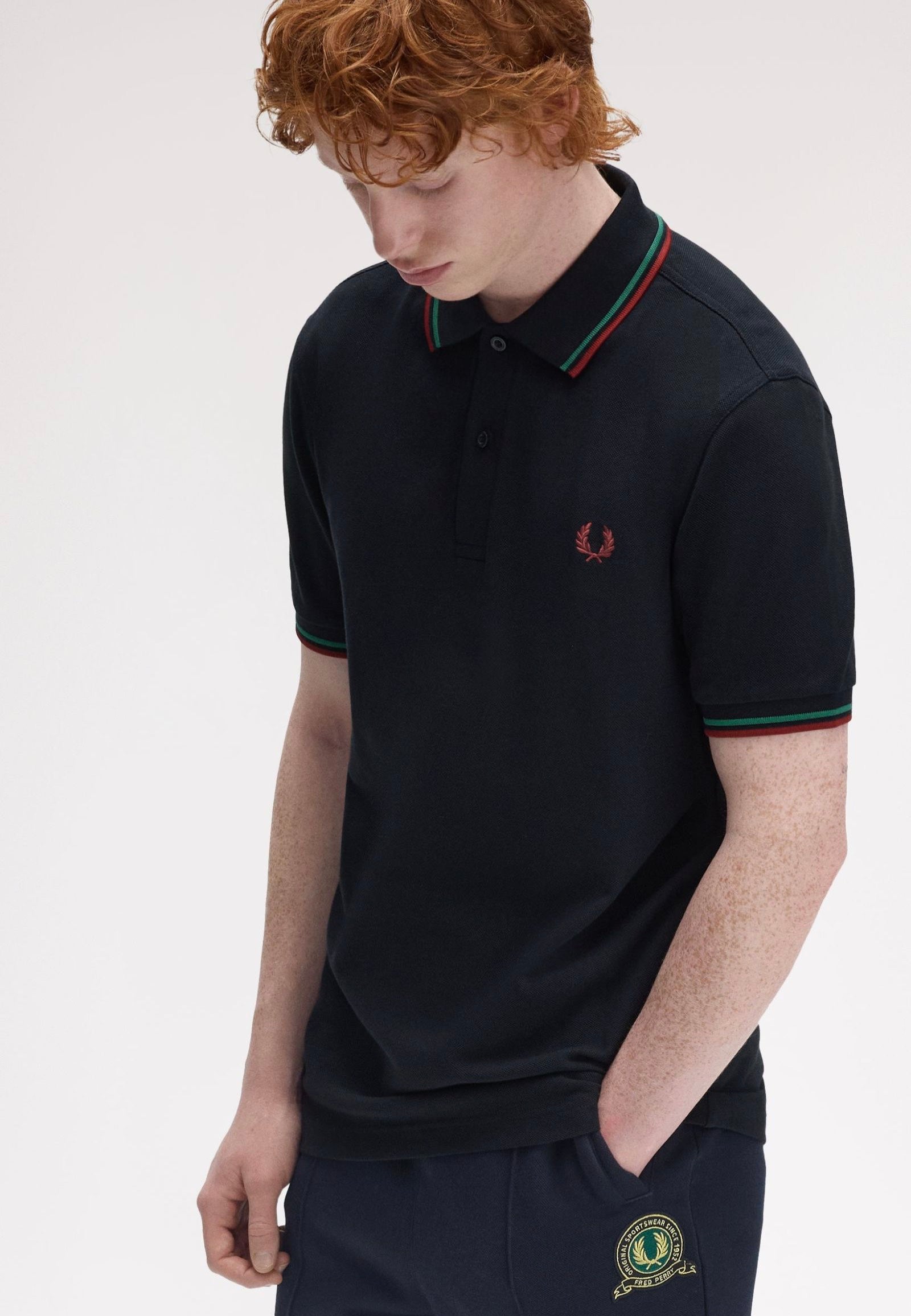 Fred Perry - Twin Tipped Navy/Sport Green/Burnt Red - Polo | Men-Image