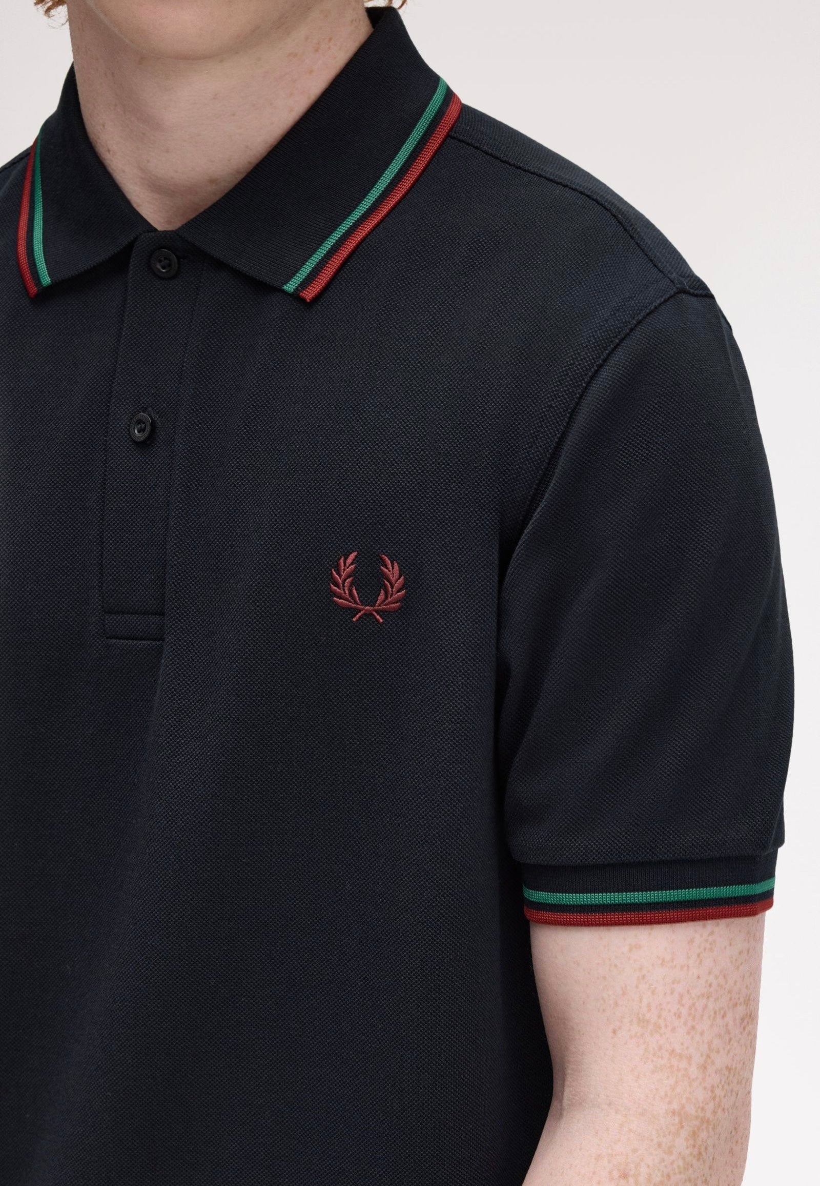 Fred Perry - Twin Tipped Navy/Sport Green/Burnt Red - Polo | Men-Image
