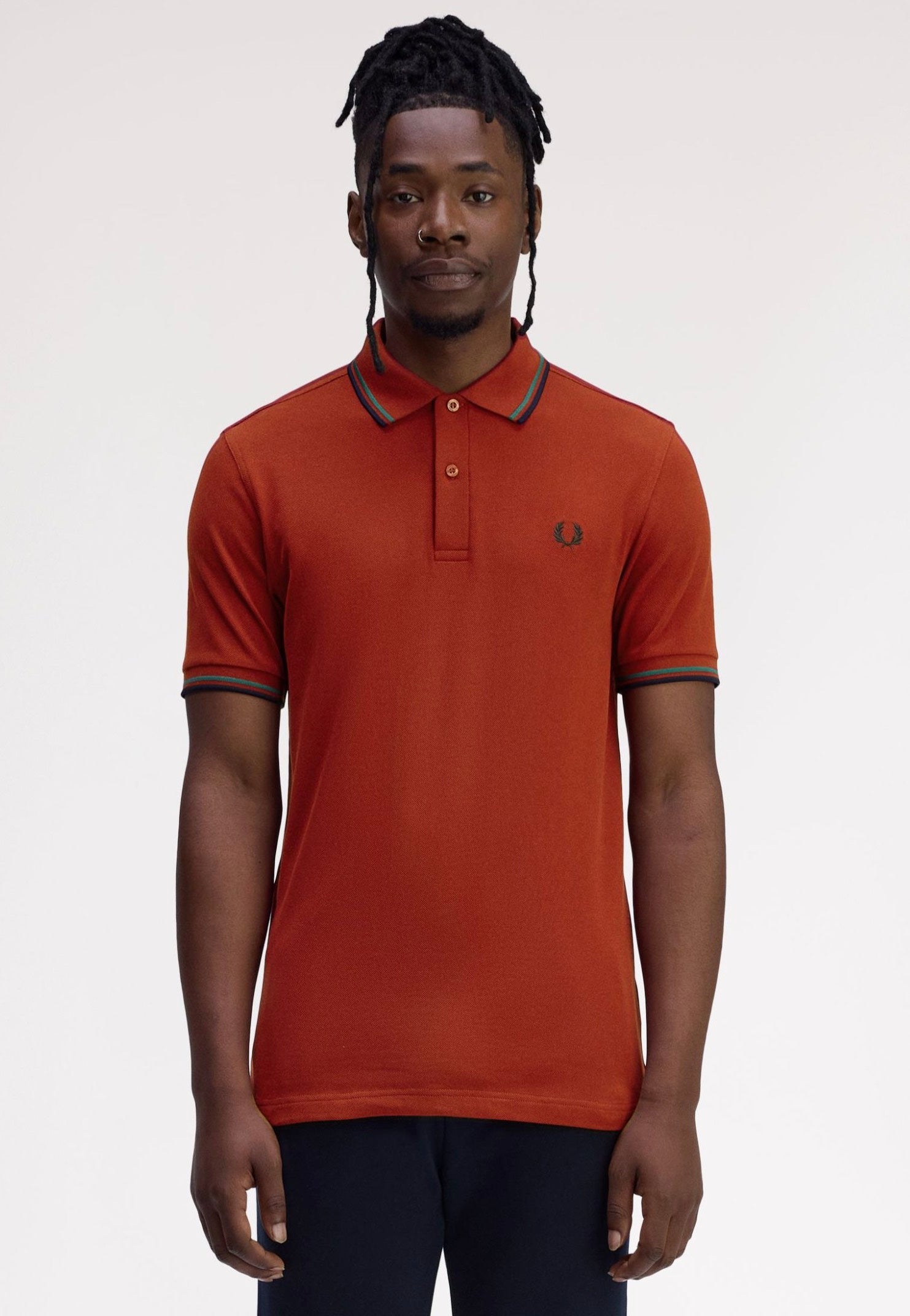 Fred Perry - Twin Tipped Burnt Red/Sport Green/Navy - Polo | Men-Image