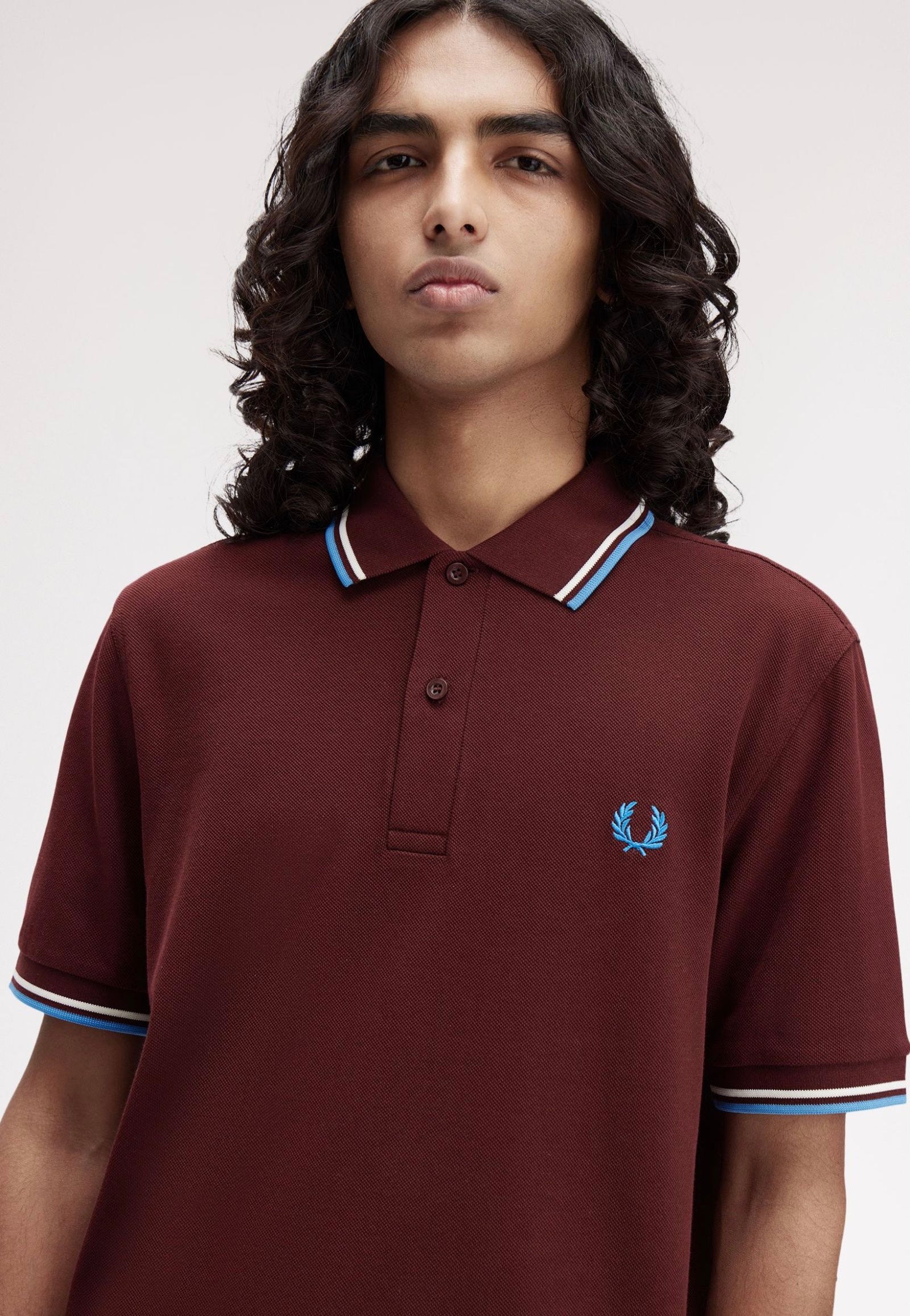 Fred Perry - Twin Tipped Oxblood/Ecru/Court Blue - Polo | Men-Image
