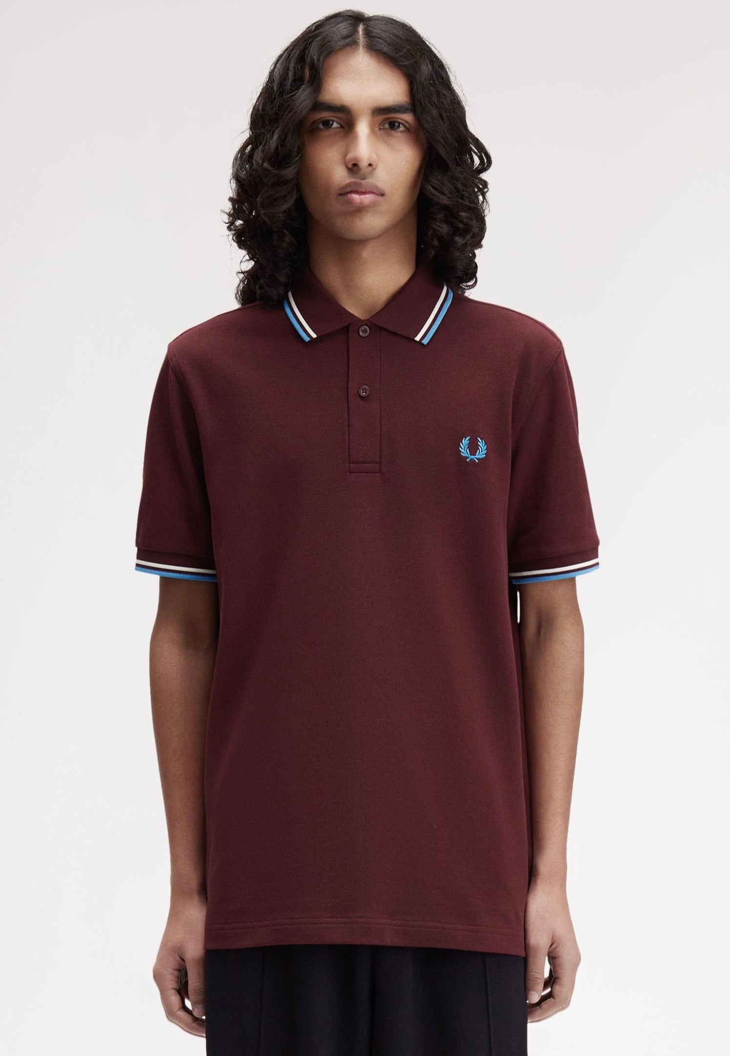 Fred Perry - Twin Tipped Oxblood/Ecru/Court Blue - Polo | Men-Image