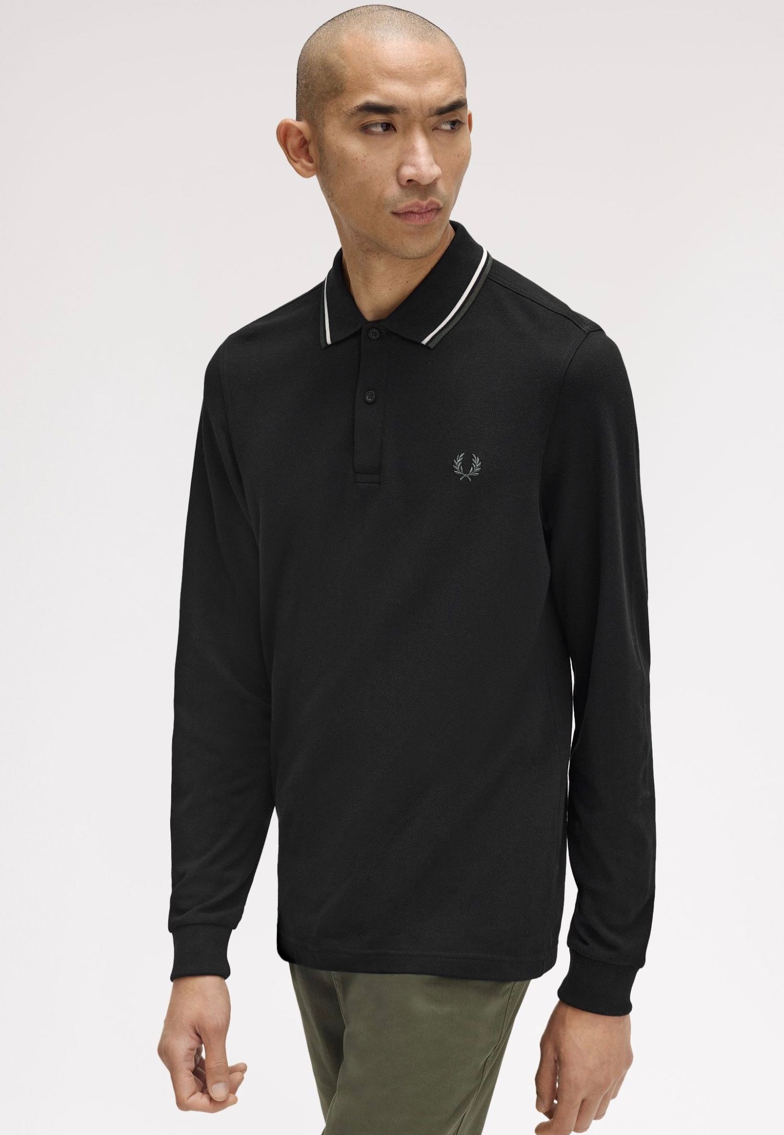 Fred Perry - Twin Tipped Black/Ecru/Laurel Wreath Green - Longsleeve | Men-Image