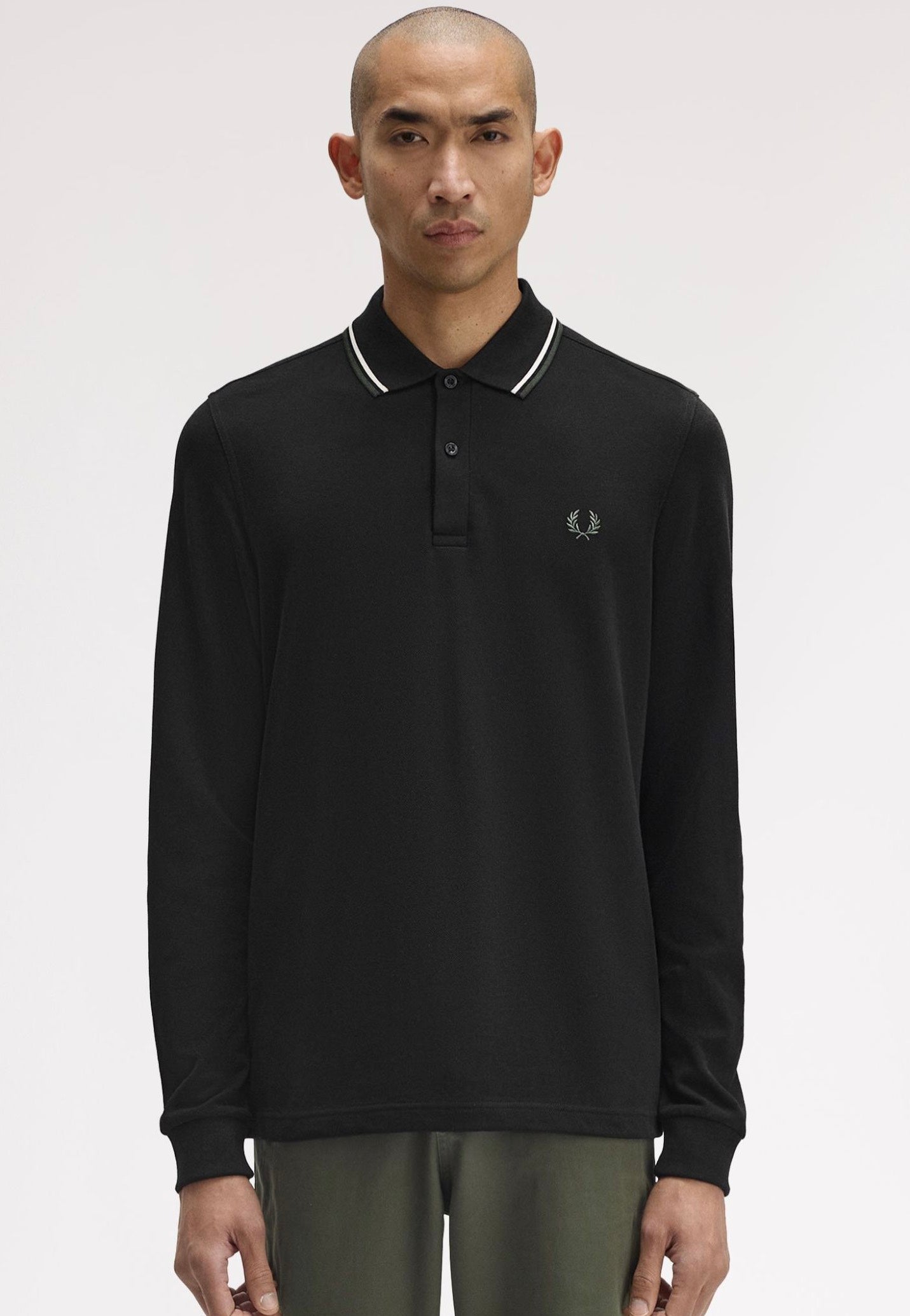 Fred Perry - Twin Tipped Black/Ecru/Laurel Wreath Green - Longsleeve | Men-Image