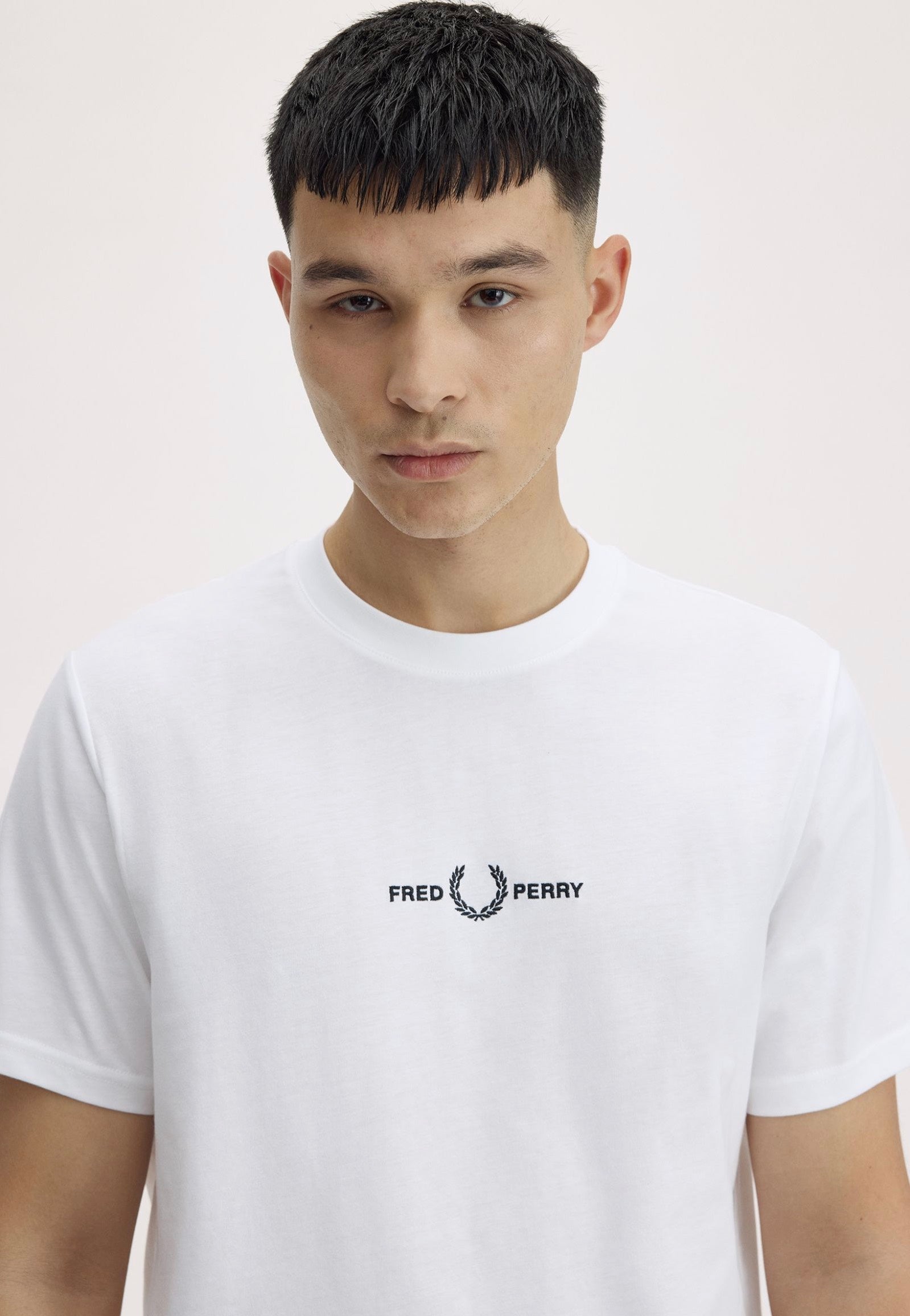 Fred Perry - Embroidered White - T-Shirt | Men-Image