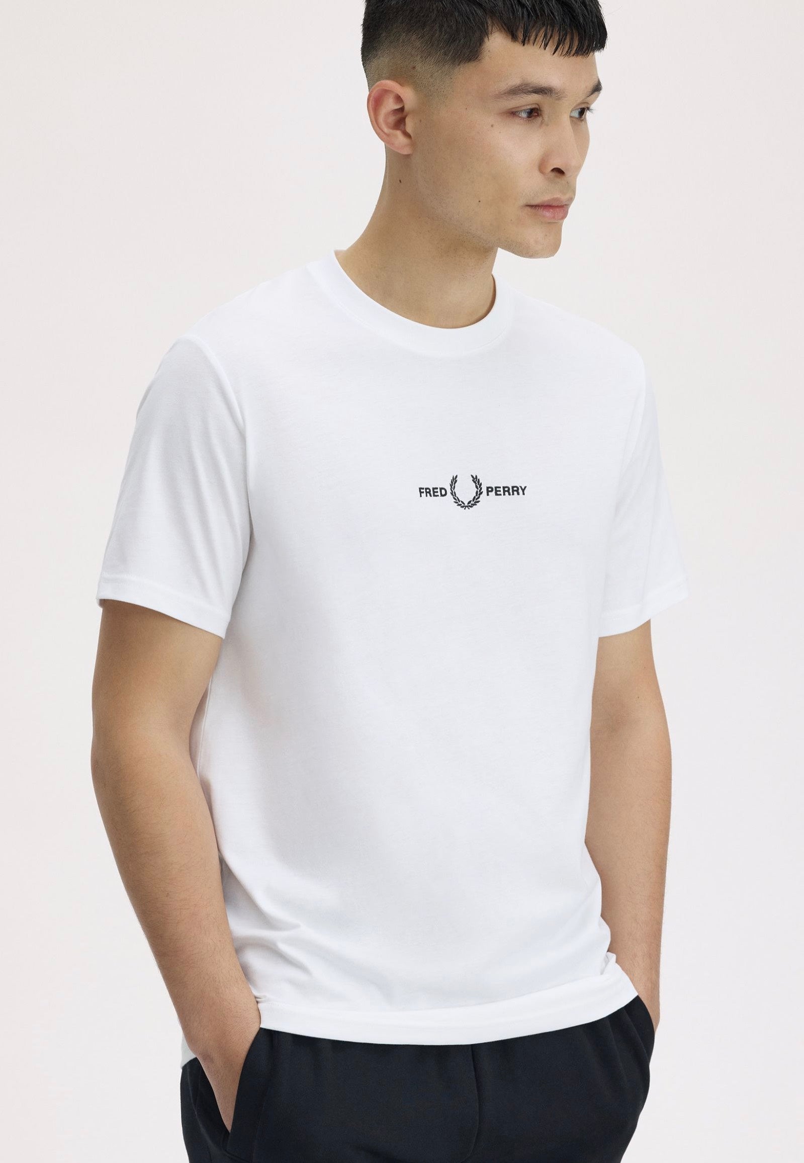 Fred Perry - Embroidered White - T-Shirt | Men-Image