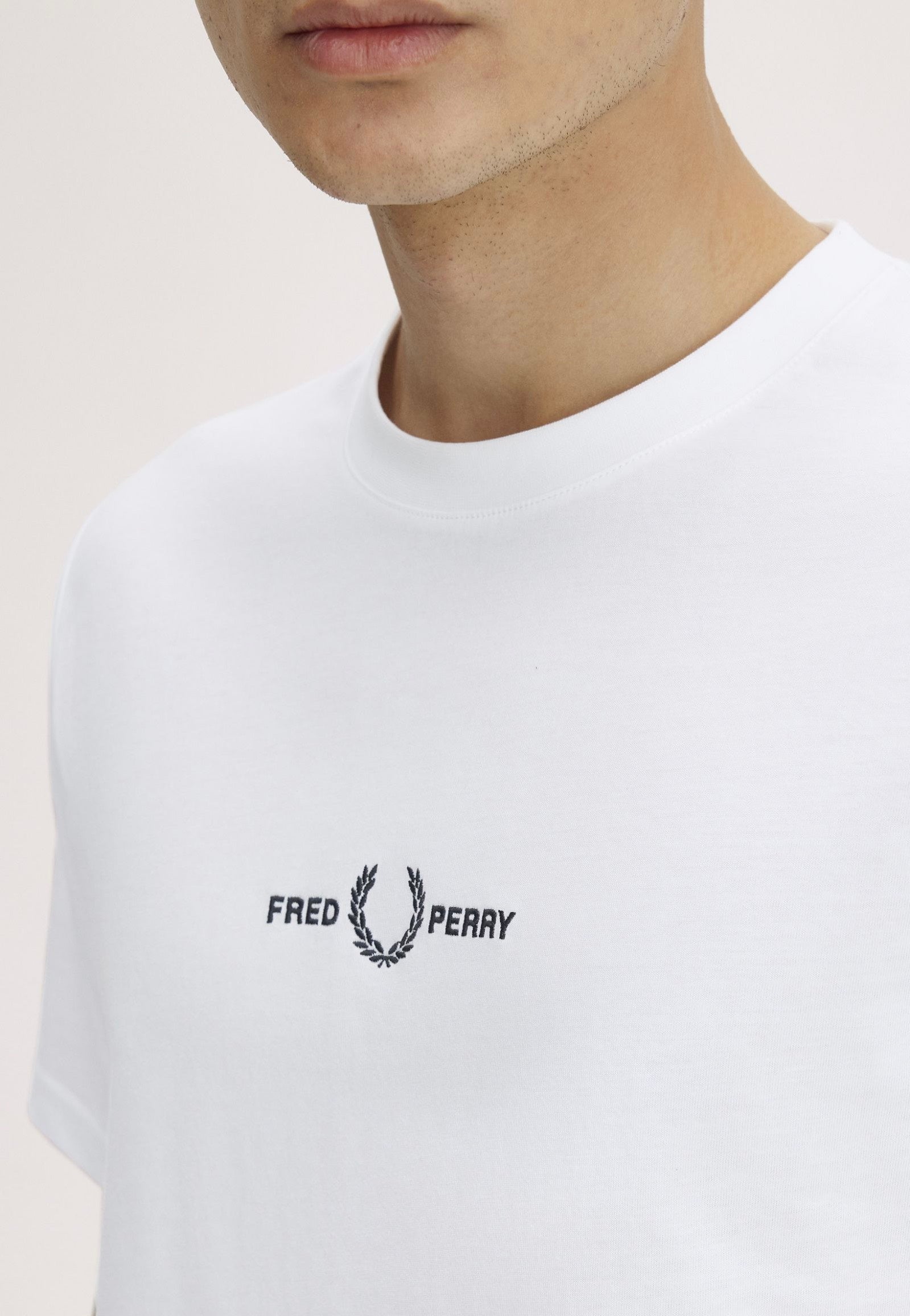 Fred Perry - Embroidered White - T-Shirt | Men-Image