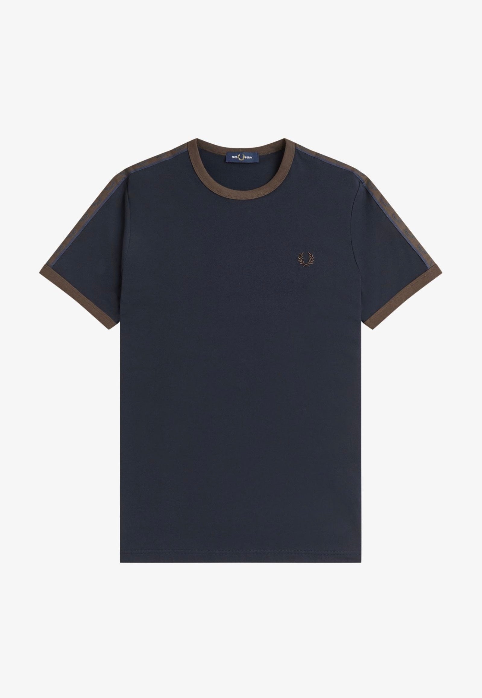 Fred Perry - Contrast Tape Ringer Navy/Burnt Tobacco - T-Shirt | Men-Image