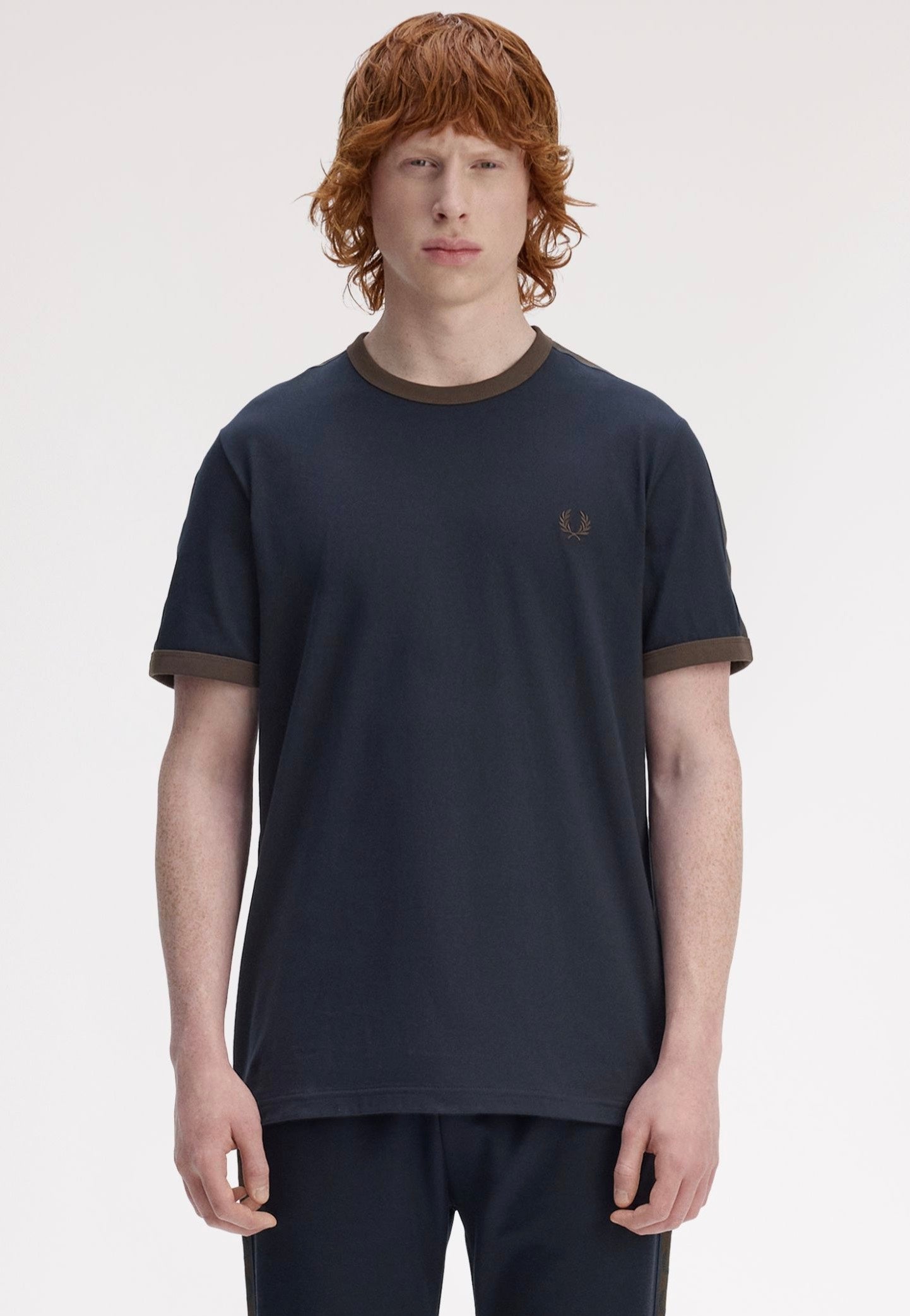 Fred Perry - Contrast Tape Ringer Navy/Burnt Tobacco - T-Shirt | Men-Image