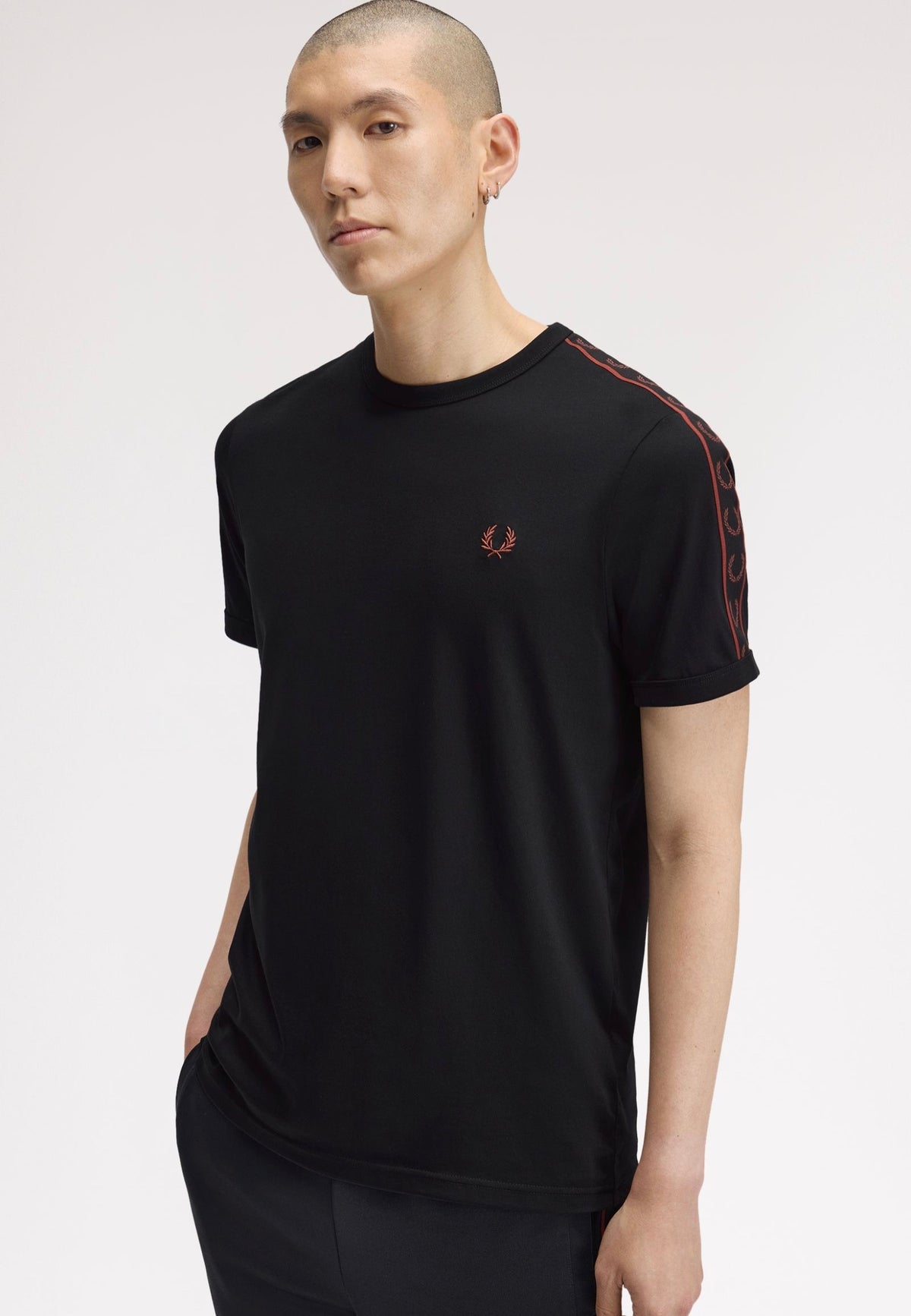 Fred Perry Contrast Tape Ringer Black T-Shirt | Men-Image