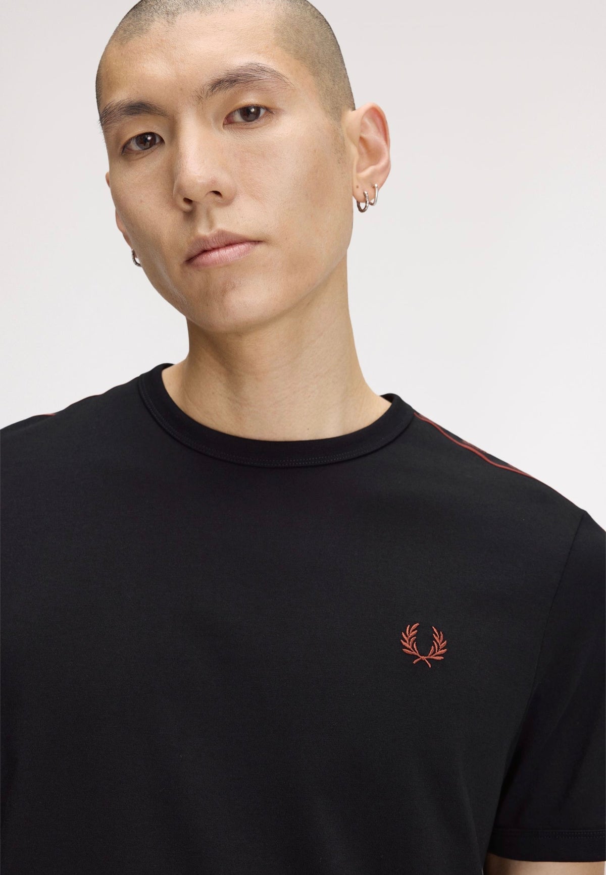 Fred Perry Contrast Tape Ringer Black T-Shirt | Men-Image