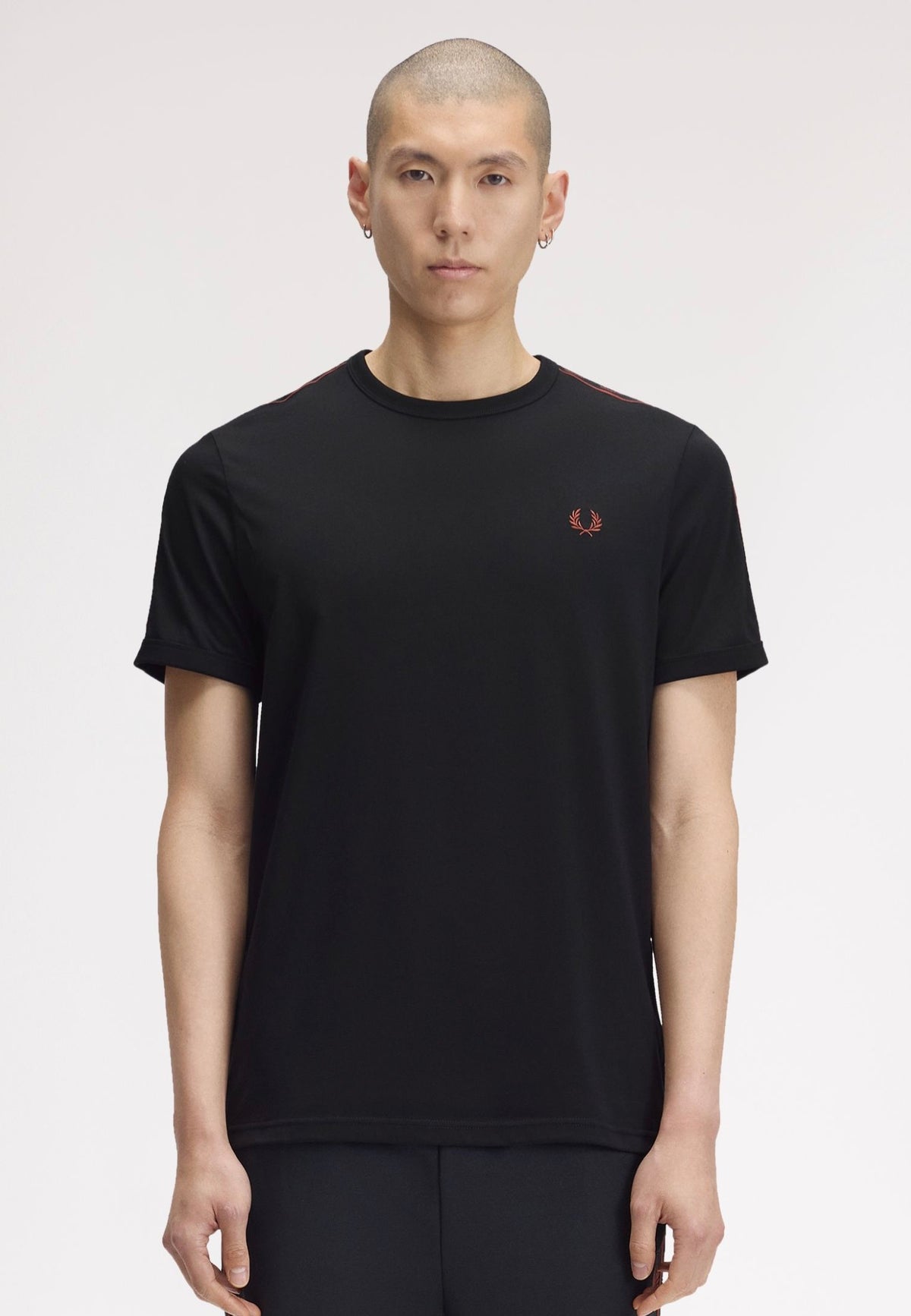 Fred Perry Contrast Tape Ringer Black T-Shirt | Men-Image