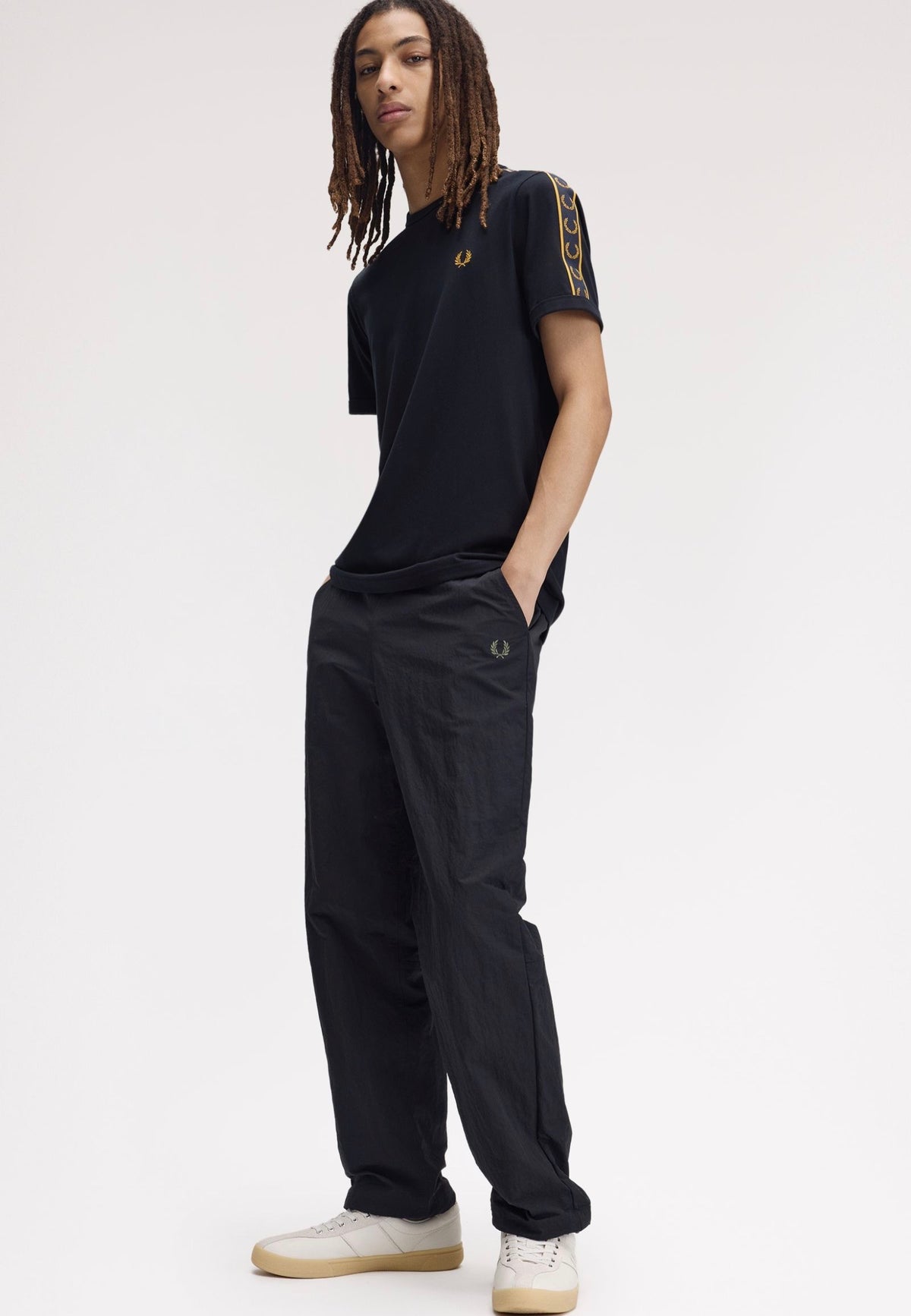 Fred Perry Contrast Tape Ringer Navy T-Shirt | Men-Image