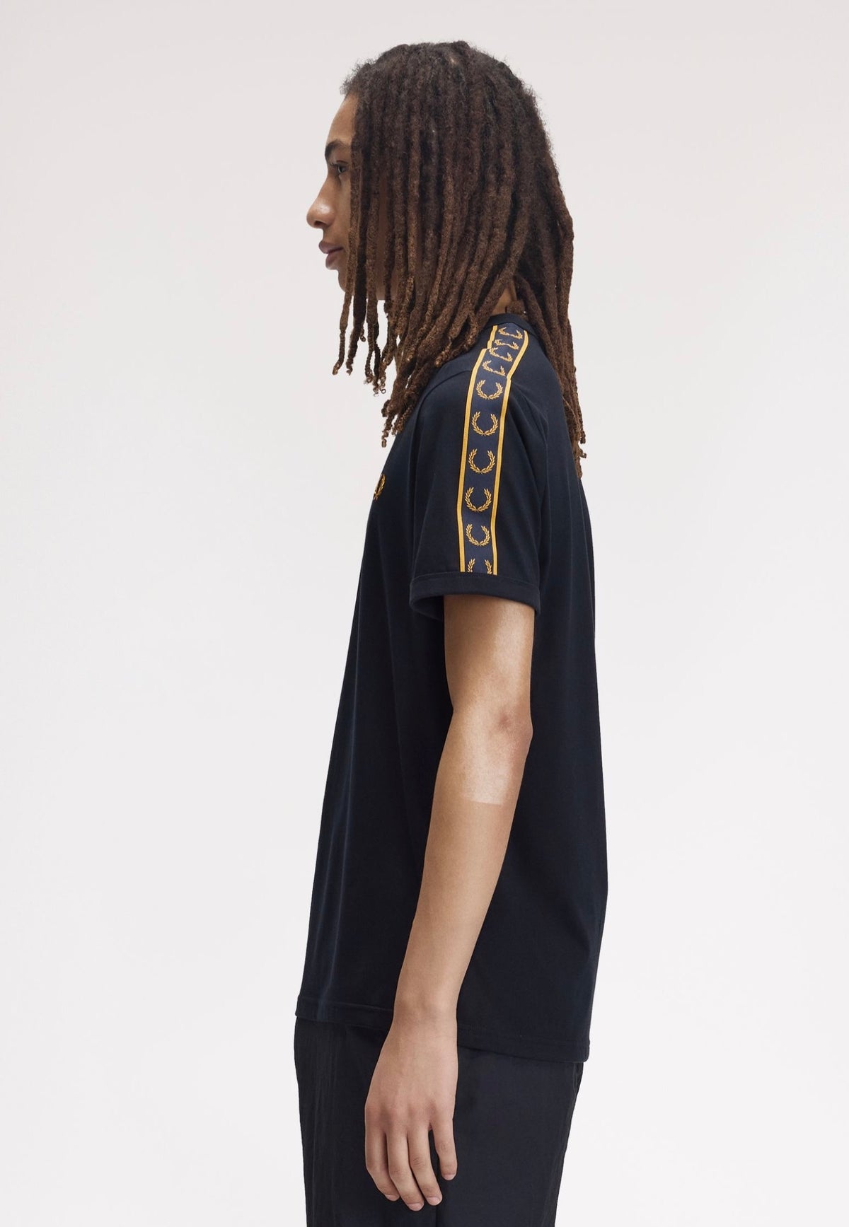 Fred Perry Contrast Tape Ringer Navy Tričko | Men-Image