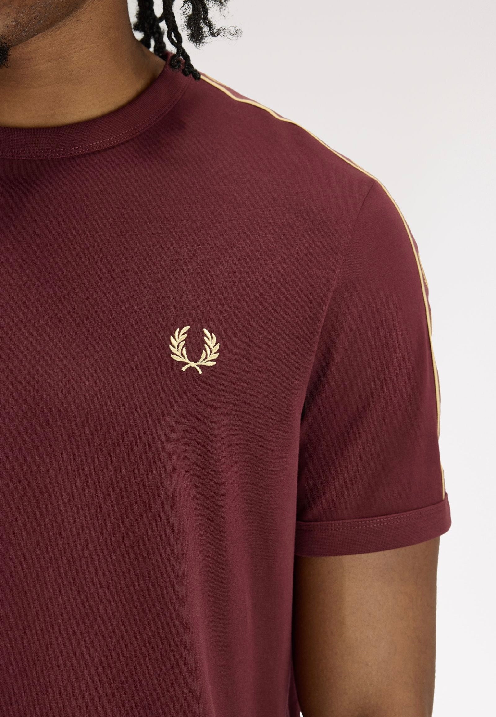 Fred Perry - Contrast Tape Ringer Oxblood/Champagne - T-Shirt | Men-Image