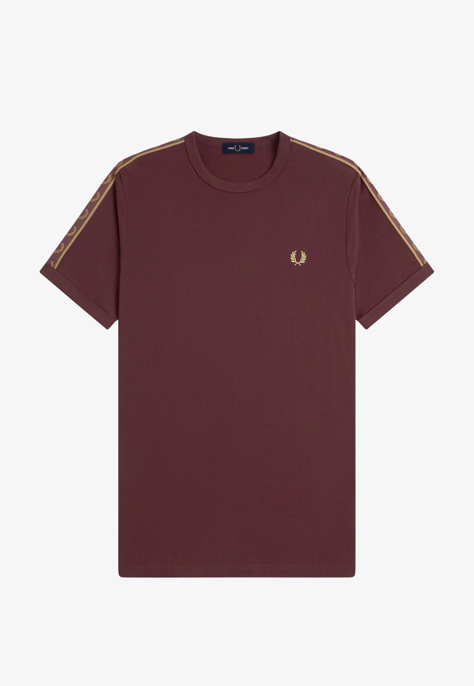 Fred Perry - Contrast Tape Ringer Oxblood/Champagne - T-Shirt | Men-Image