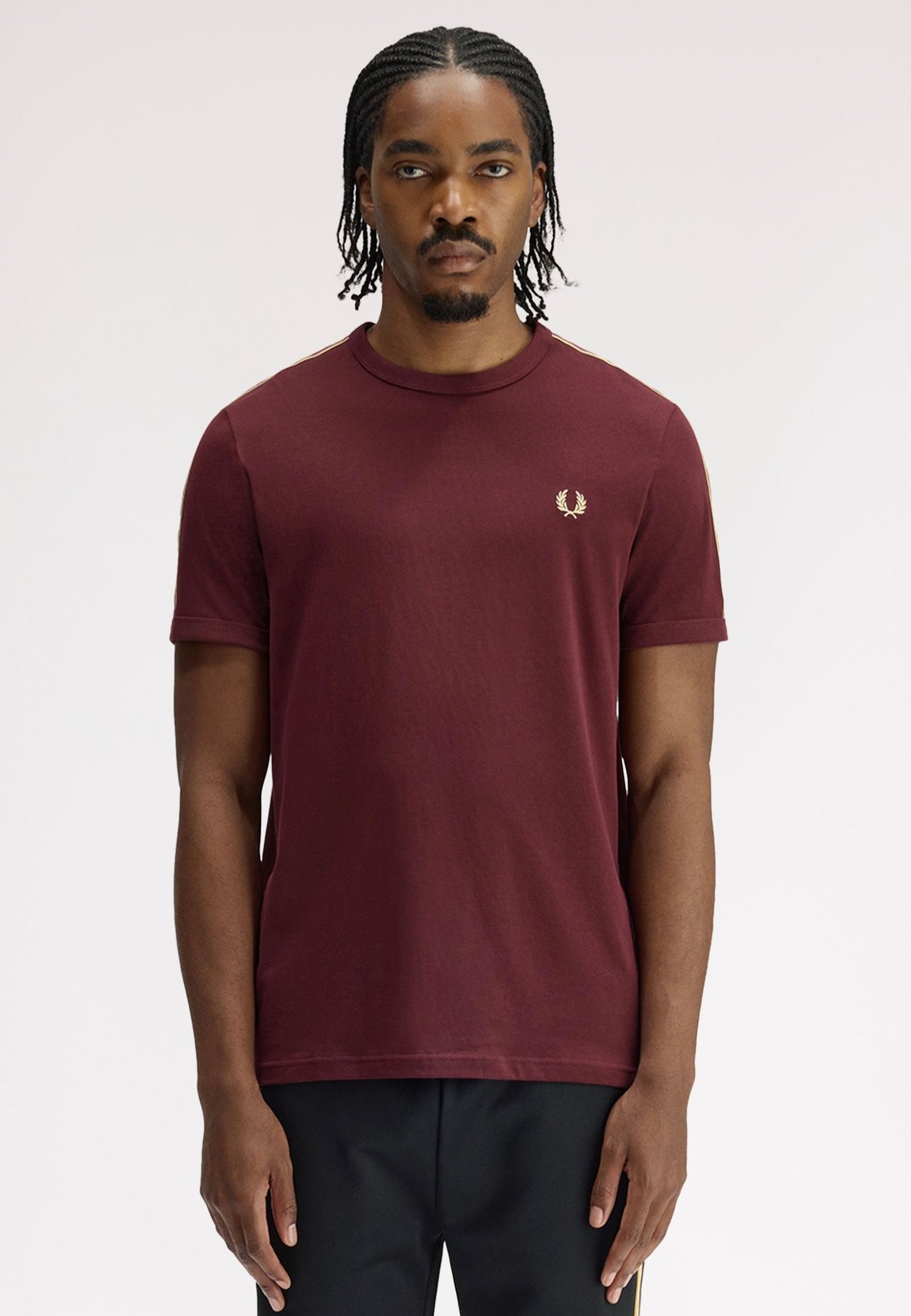 Fred Perry - Contrast Tape Ringer Oxblood/Champagne - T-Shirt | Men-Image