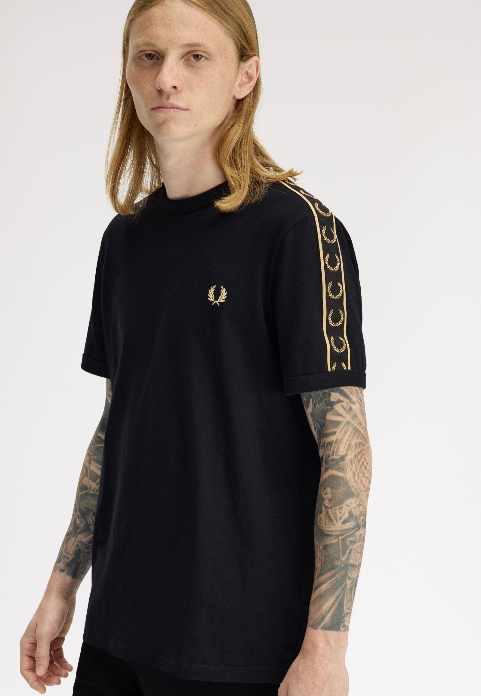 Fred Perry - Contrast Tape Ringer Black/Champagne - T-Shirt | Men-Image