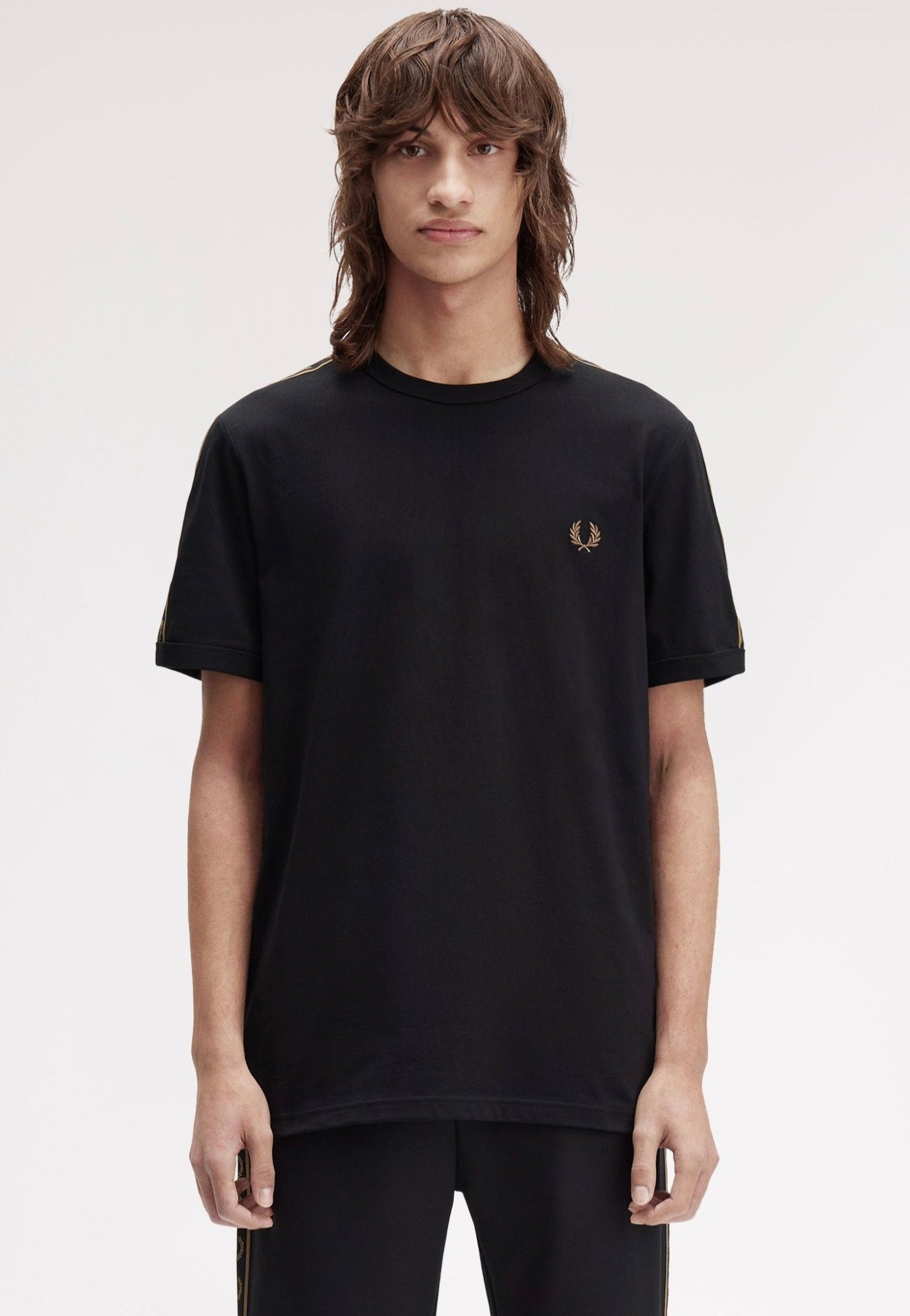 Fred Perry - Contrast Tape Ringer Black/Shadedstone - T-Shirt | Men-Image