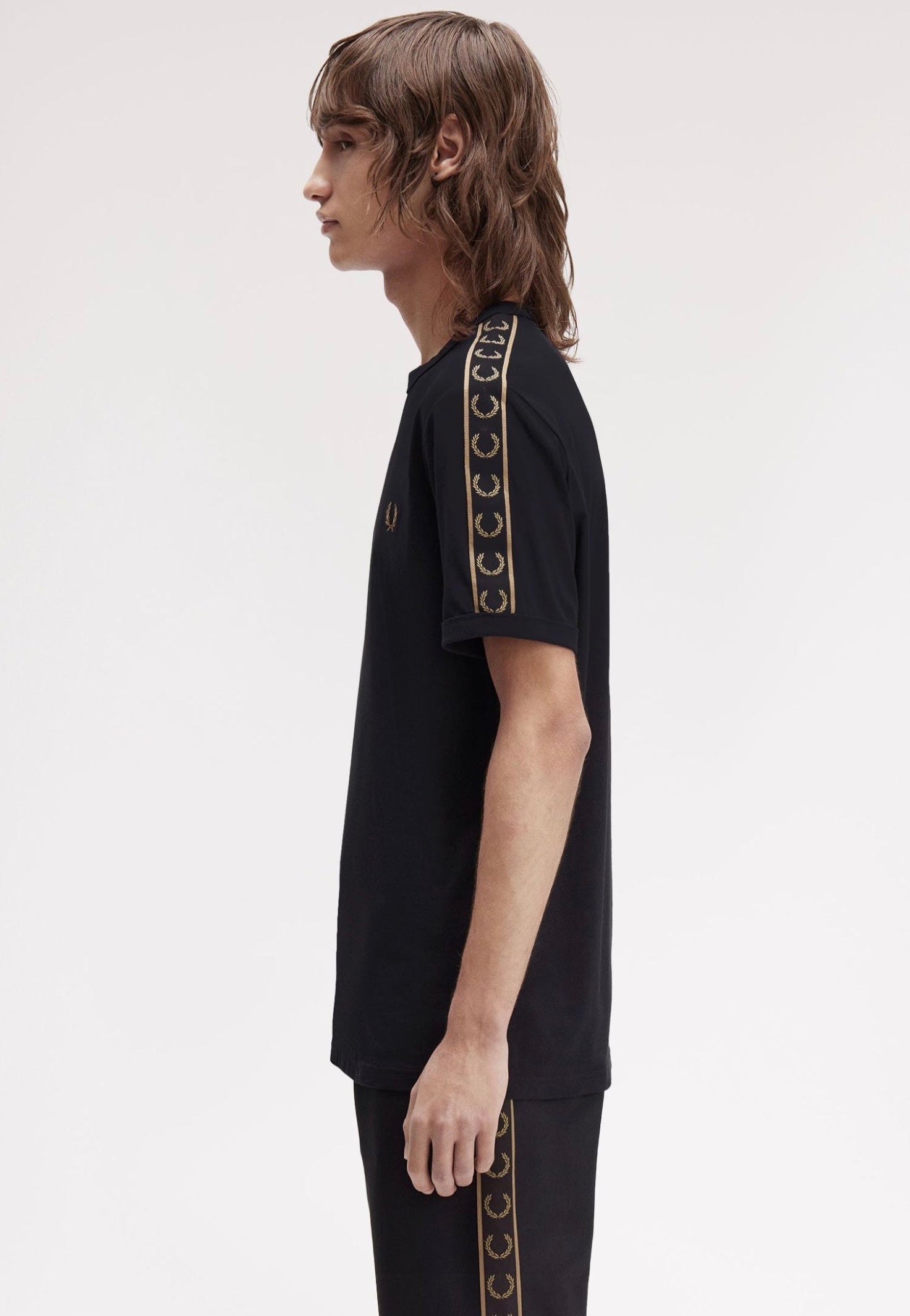 Fred Perry - Contrast Tape Ringer Black/Shadedstone - T-Shirt | Men-Image