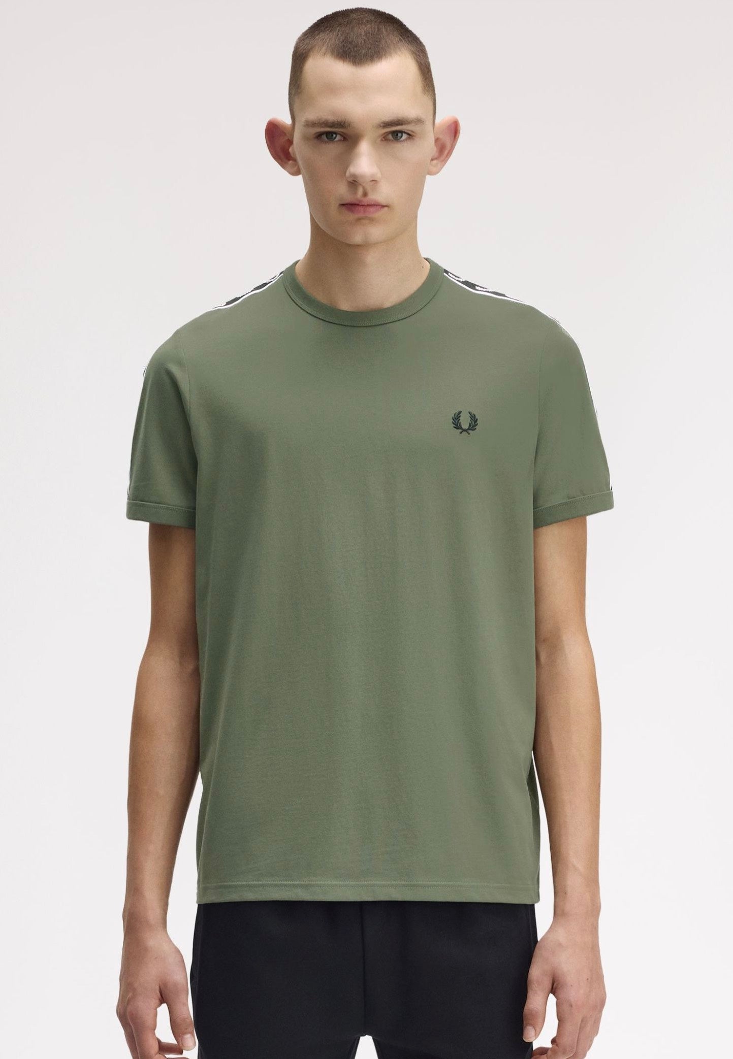 Fred Perry - Contrast Tape Ringer Laurel Wreath Green/Black - T-Shirt | Men-Image