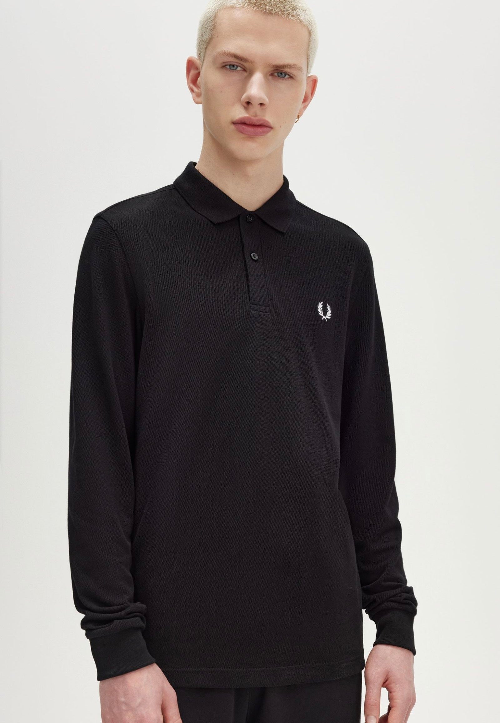 Fred Perry - Plain Black/White - Longsleeve | Men-Image