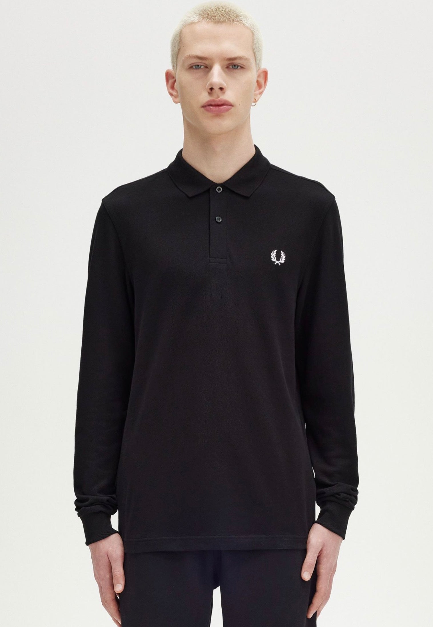 Fred Perry - Plain Black/White - Longsleeve | Men-Image