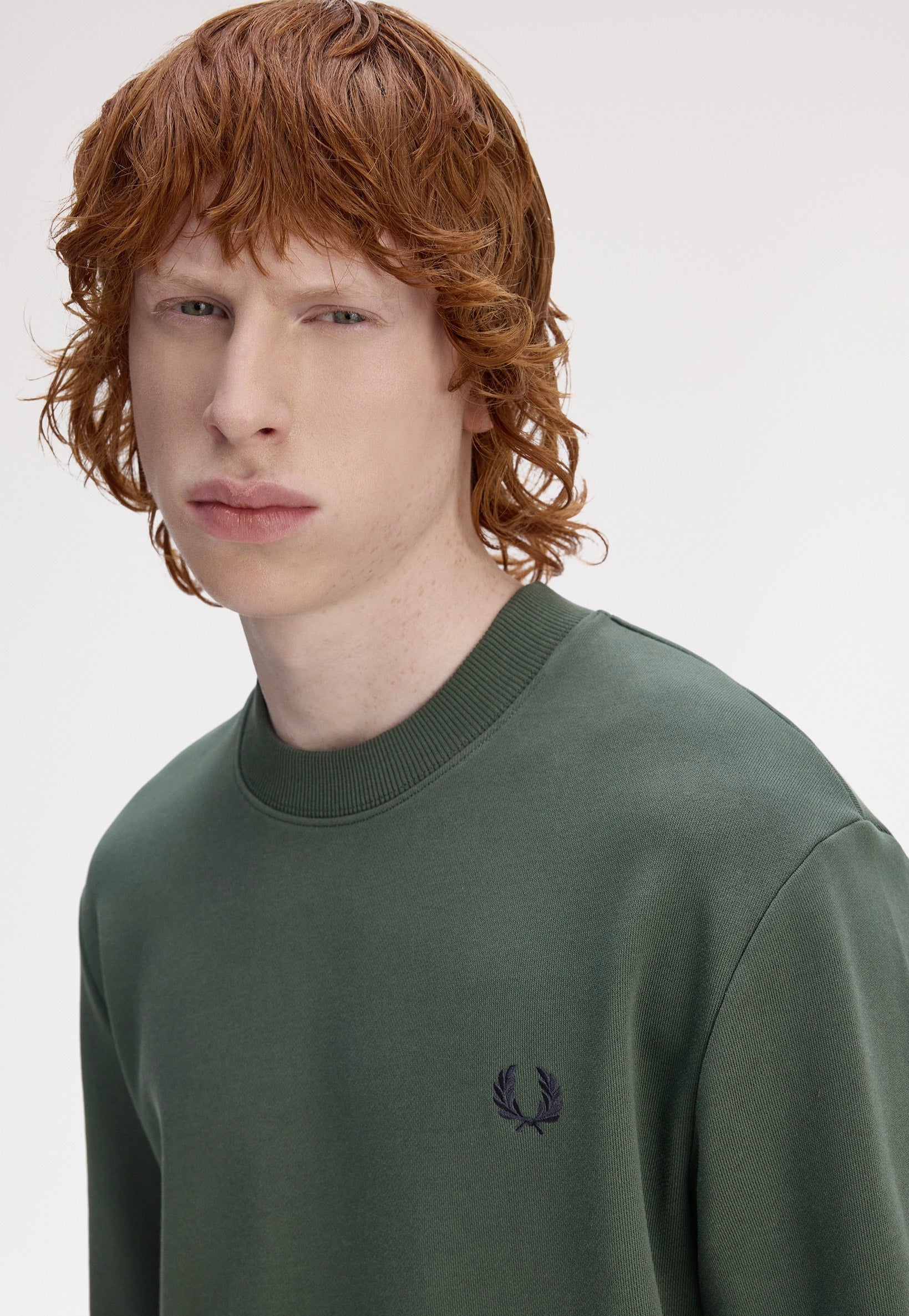 Fred Perry - Crew Neck Court Green/Snow White/Navy - Sweater | Men-Image