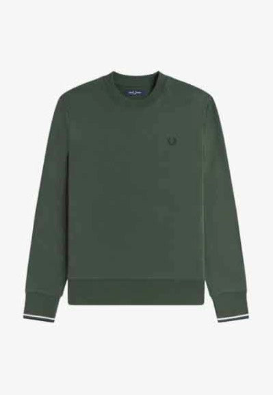 Fred Perry - Crew Neck Court Green/Snow White/Navy - Sweater | Men-Image