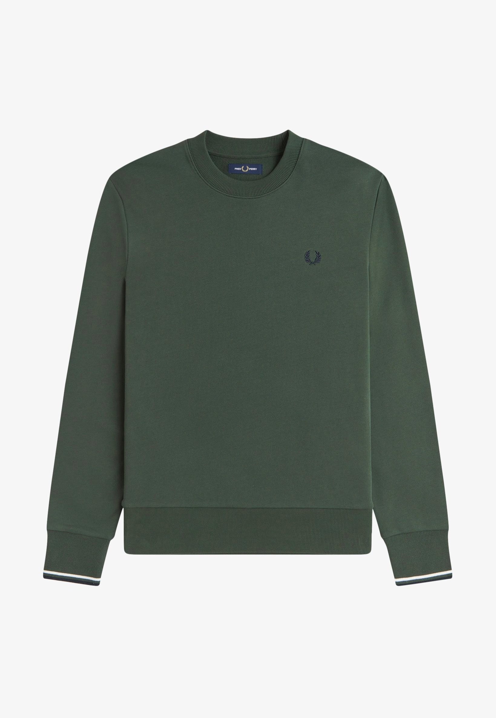 Fred Perry - Crew Neck Court Green/Snow White/Navy - Sweater | Men-Image