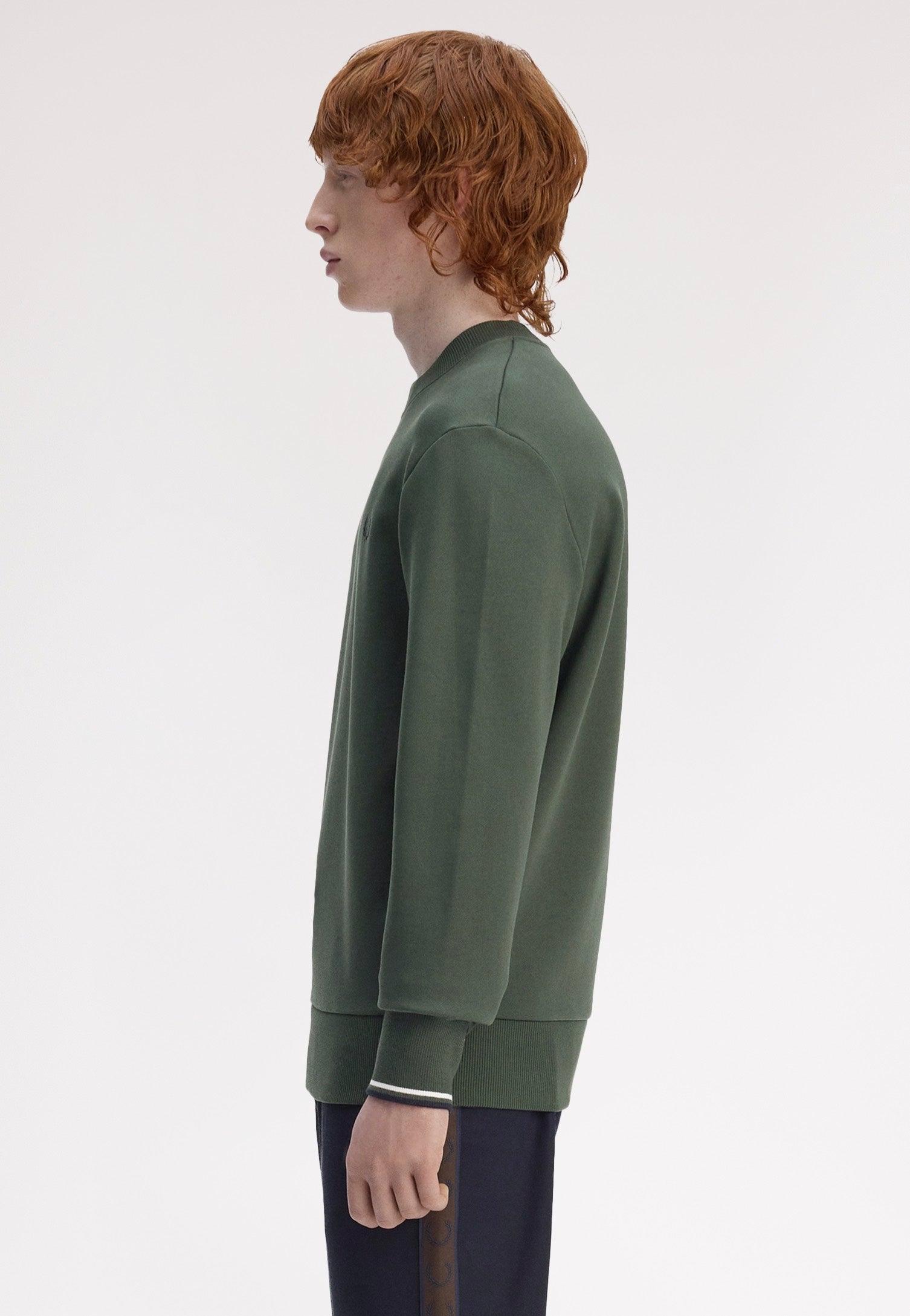 Fred Perry - Crew Neck Court Green/Snow White/Navy - Sweater | Men-Image