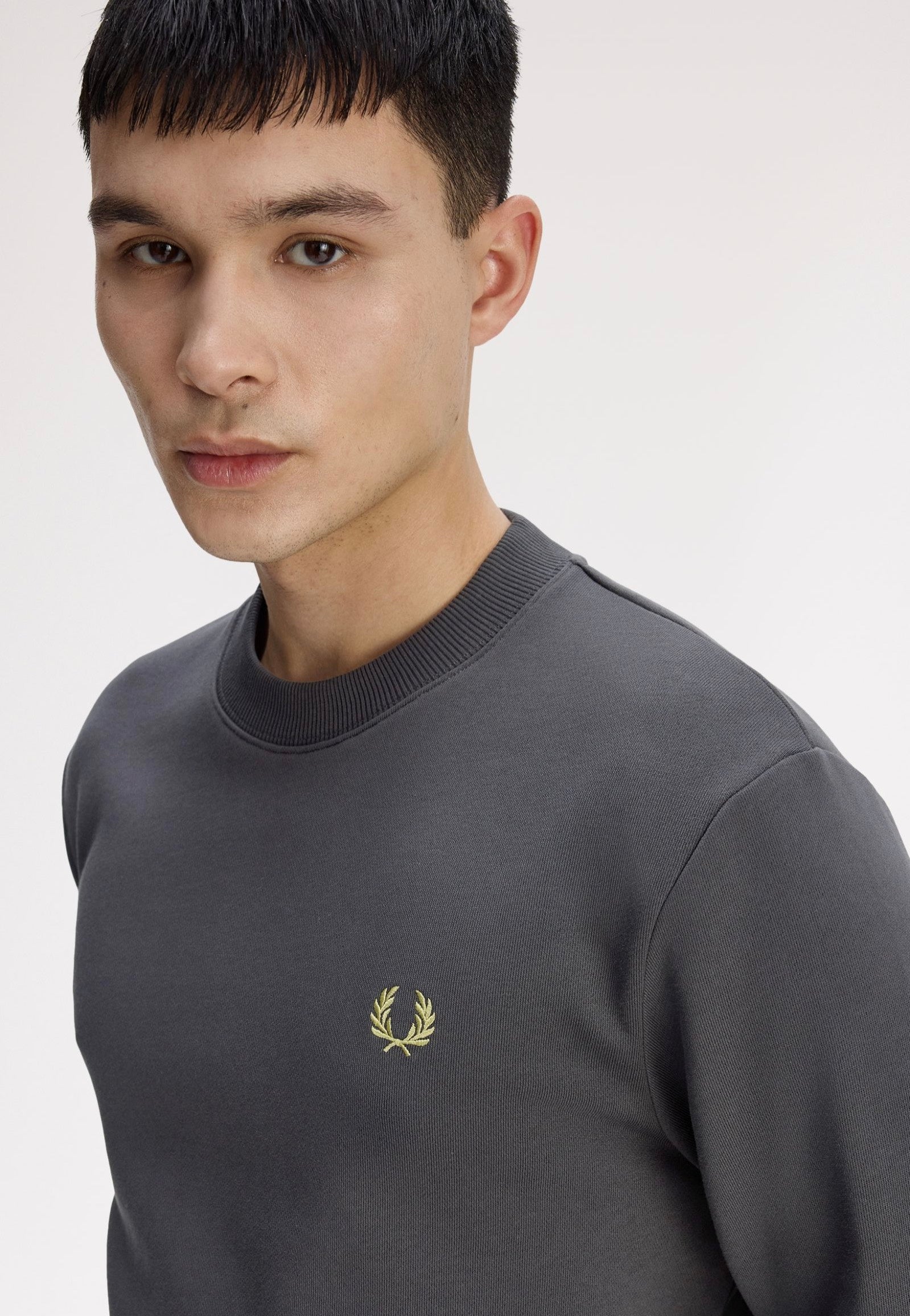 Fred Perry - Crew Neck Anchor Grey/Tennis Ball Yellow - Sweater | Men-Image