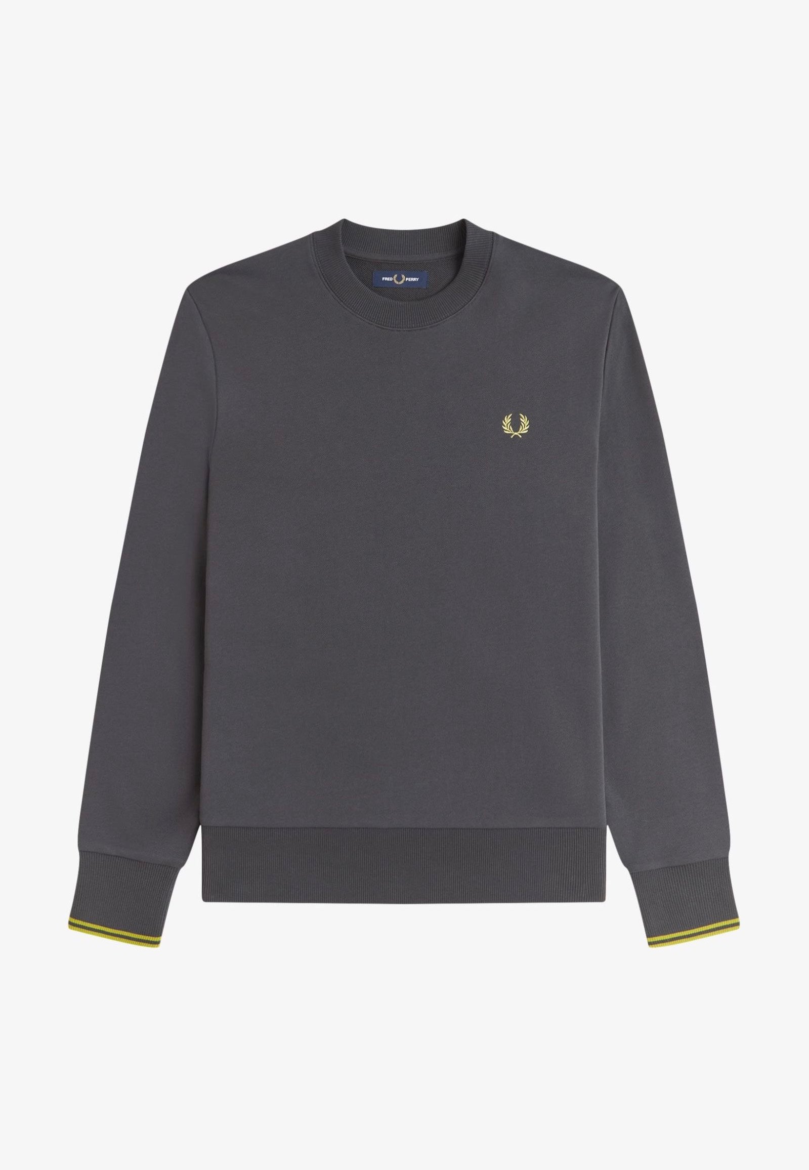 Fred Perry - Crew Neck Anchor Grey/Tennis Ball Yellow - Sweater | Men-Image