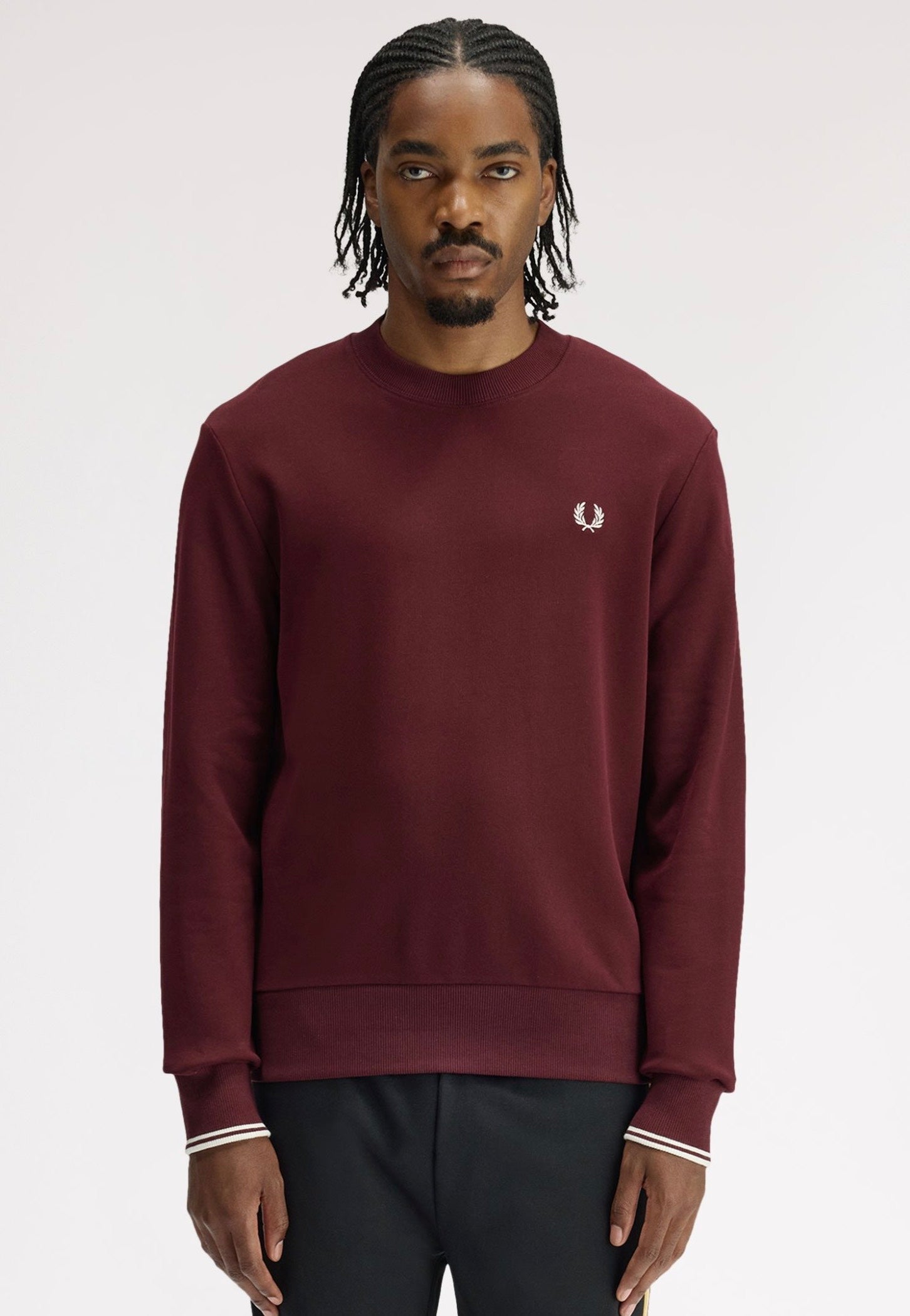 Fred Perry - Crew Neck Oxblood/Ecru/Ecru - Sweater | Men-Image