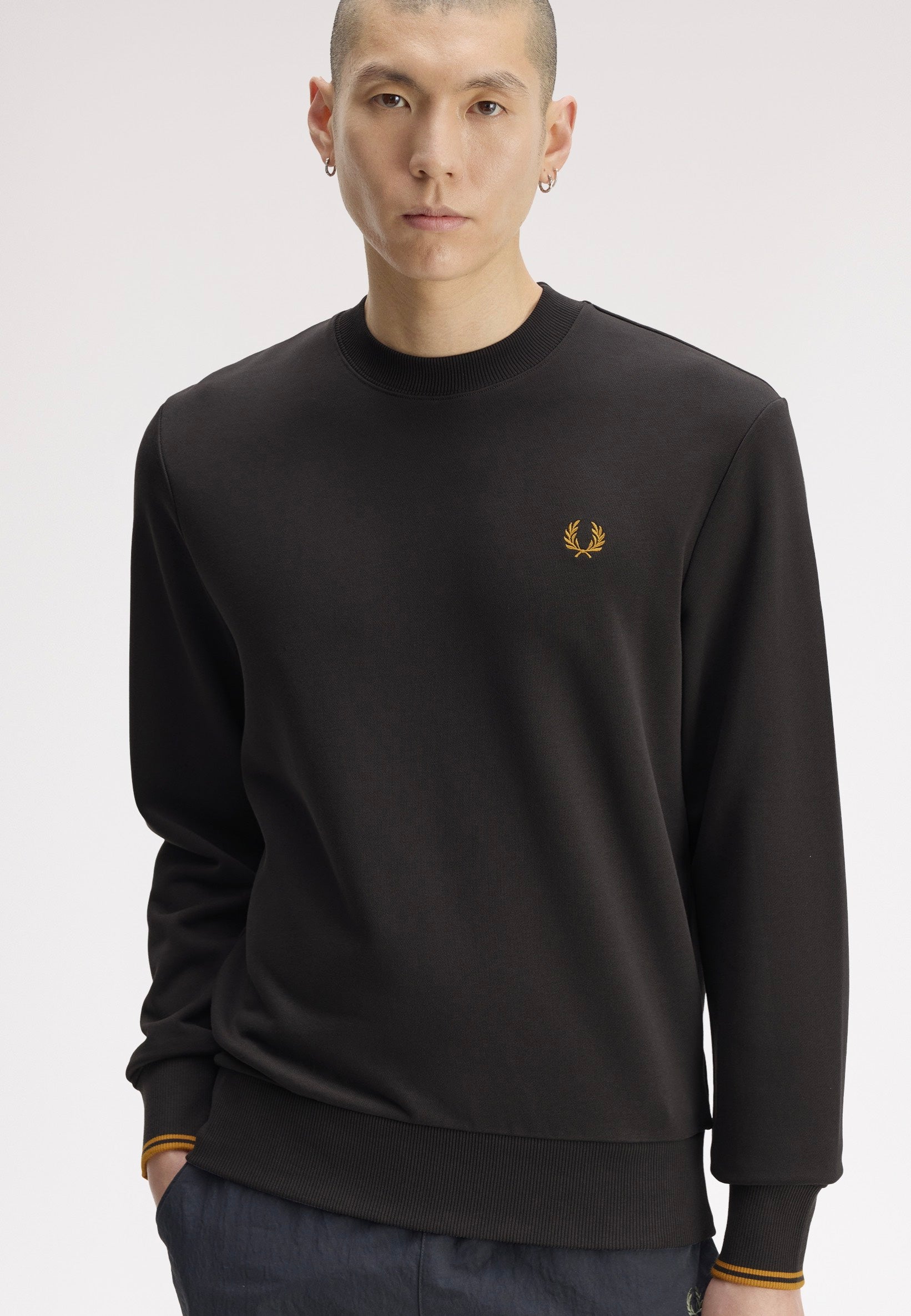 Fred Perry - Crew Neck Anchor Grey/Golden - Sweater | Men-Image