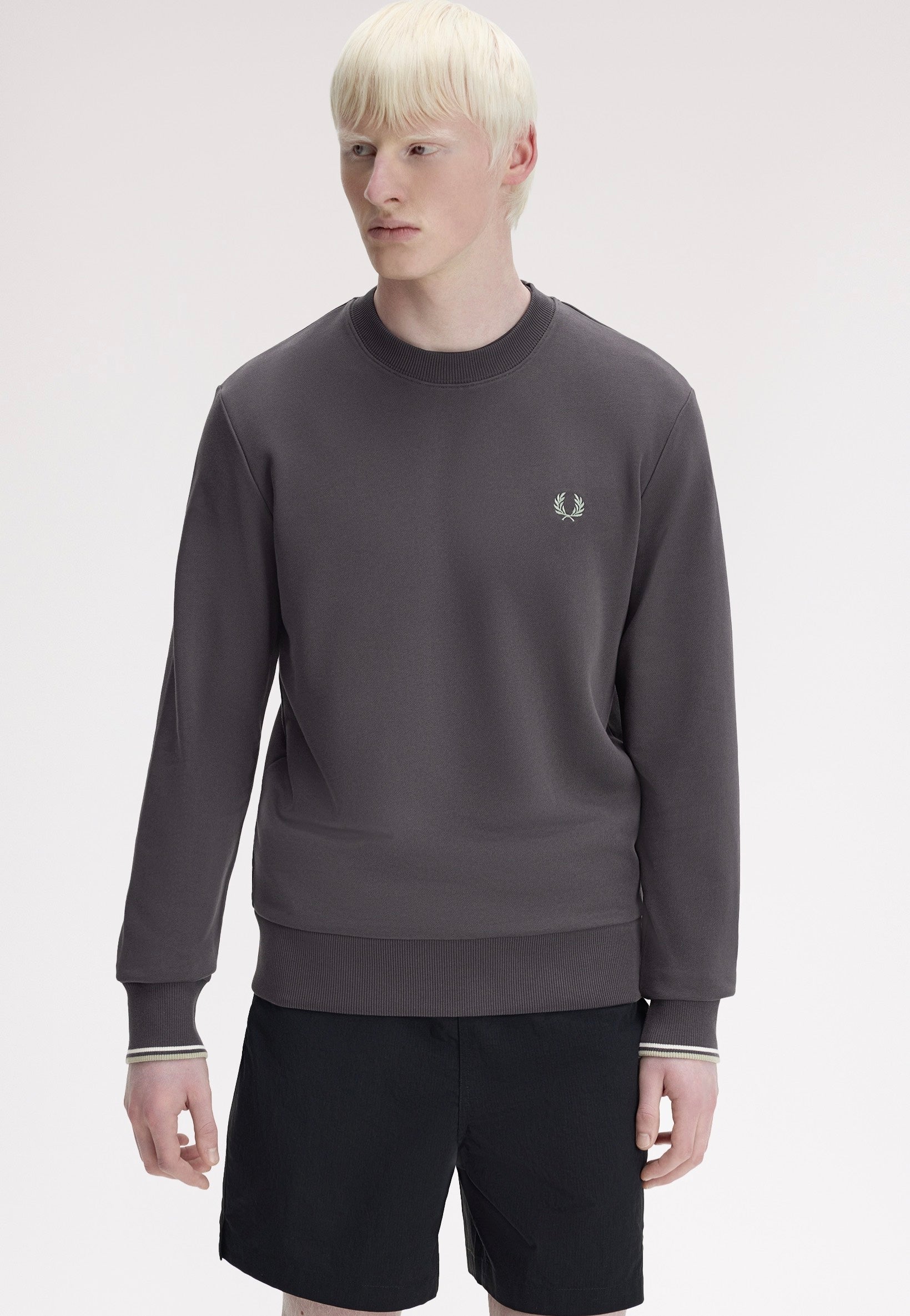 Fred Perry - Crew Neck Anchor Grey/Ecru/Seagrass - Sweater | Men-Image